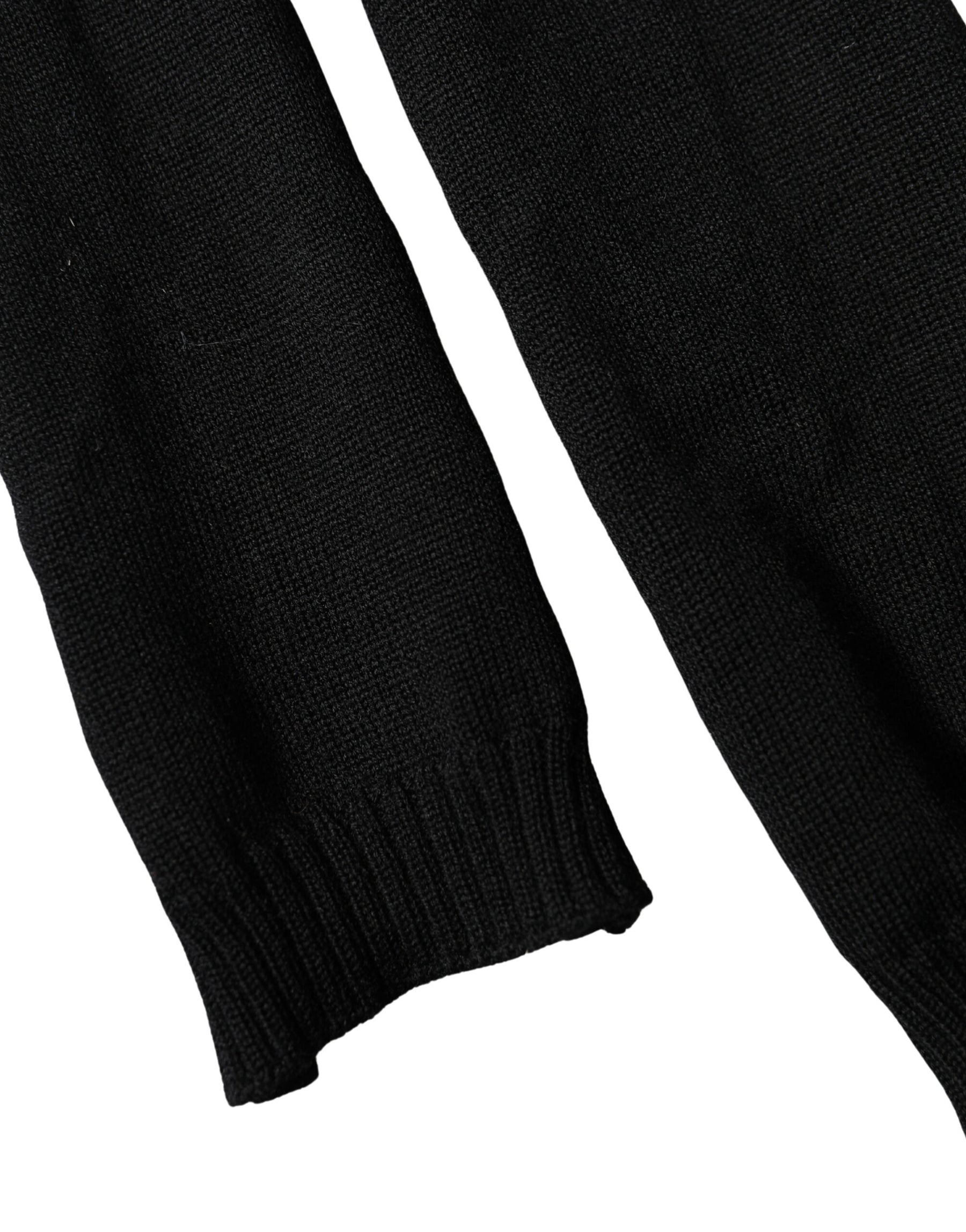 Dolce & Gabbana Black Wool Knitted Neck Foulard 259cm x 17cm Men Scarf | Regal Royce