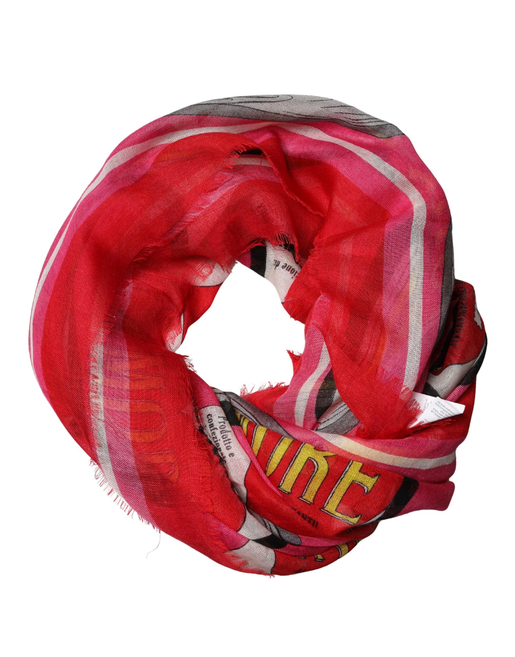 Dolce & Gabbana Pink DG Amore Print Neck Square Shawl 140cm x 135cm  Scarf | Regal Royce