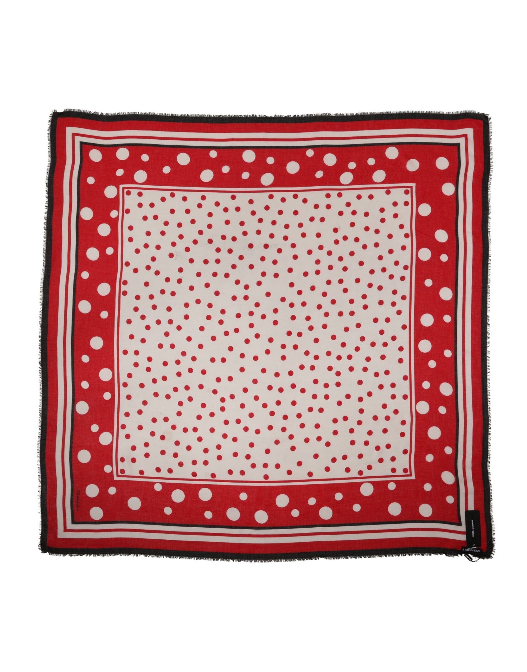 Dolce & Gabbana Red Polka Dot Print Square Stole 130cm x 130cm Scarf | Regal Royce