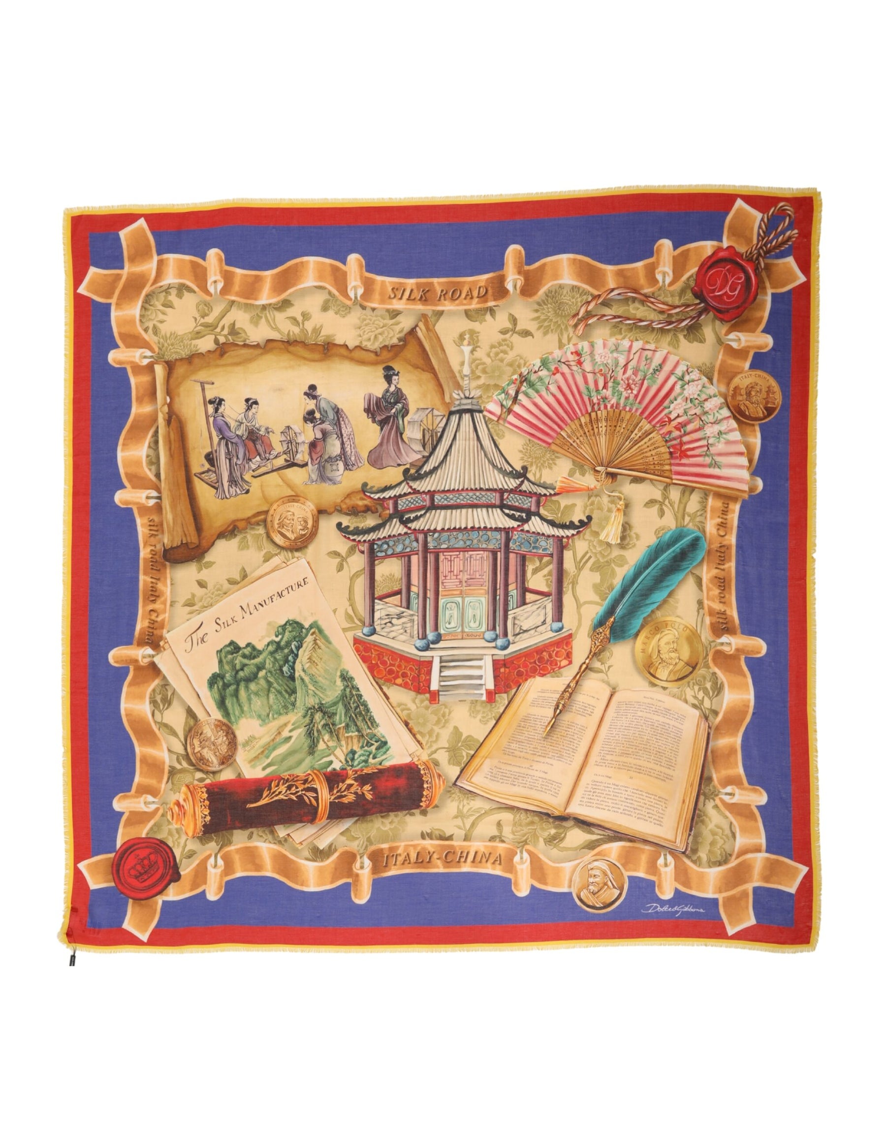 Dolce & Gabbana Multicolor Italy China Shawl Wrap 140cm x 130cm  Scarf | Regal Royce