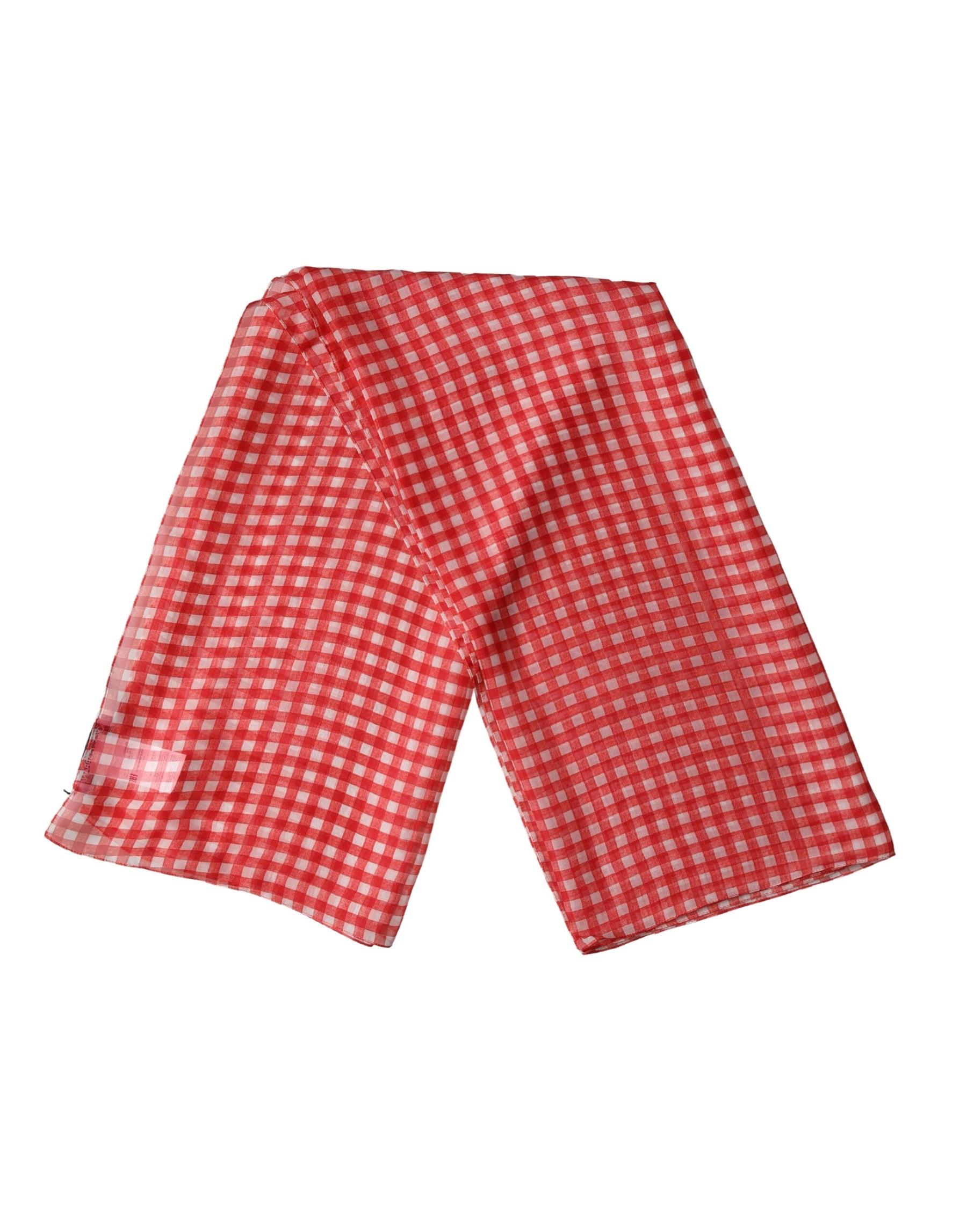 Dolce & Gabbana White Red Check Silk Wrap Foulard 140cm x 136cm Scarf | Regal Royce