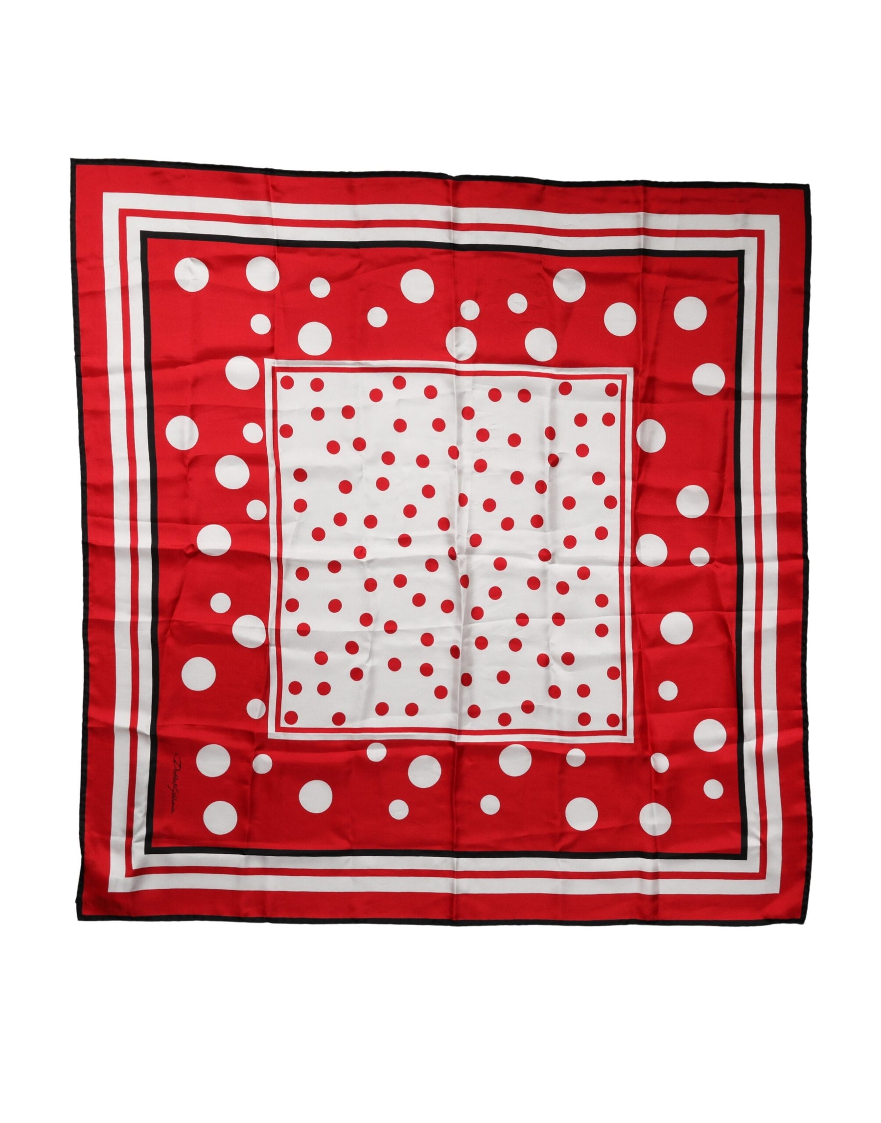Dolce & Gabbana Red White Polka Dot Square Foulard 90cm x 88cm Scarf | Regal Royce