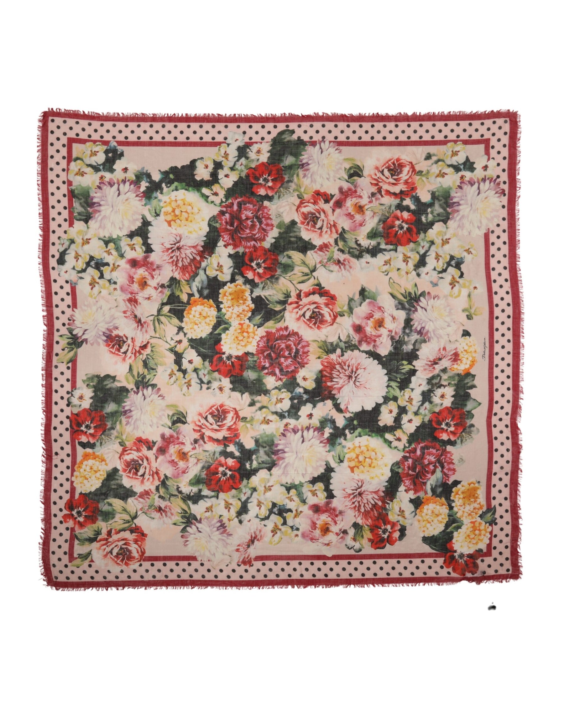 Dolce & Gabbana Multicolor Floral Print Square Stole 133cm x 133cm Scarf | Regal Royce
