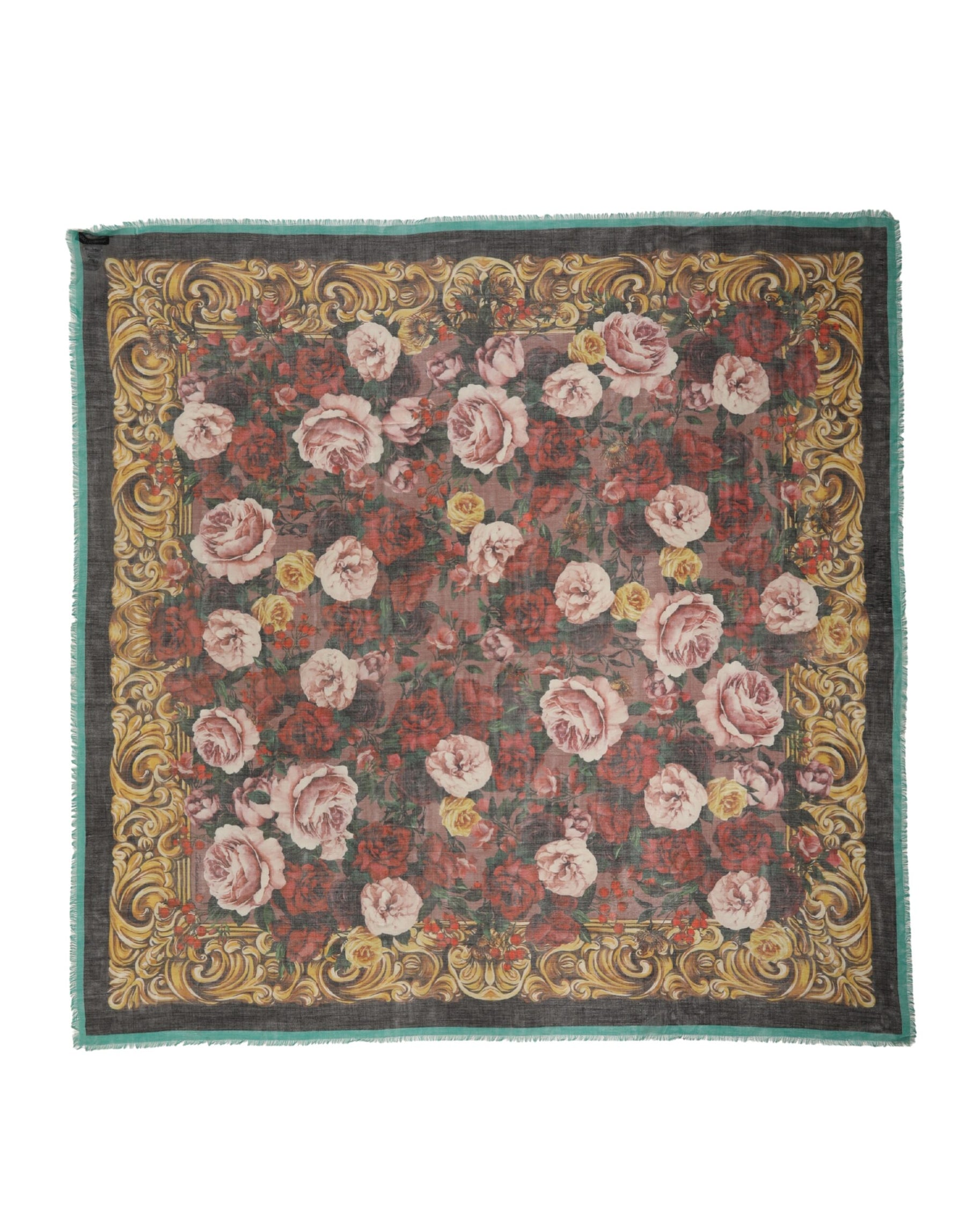 Dolce & Gabbana Multicolor Floral Cashmere Square Stole 134cmx134cm Scarf | Regal Royce