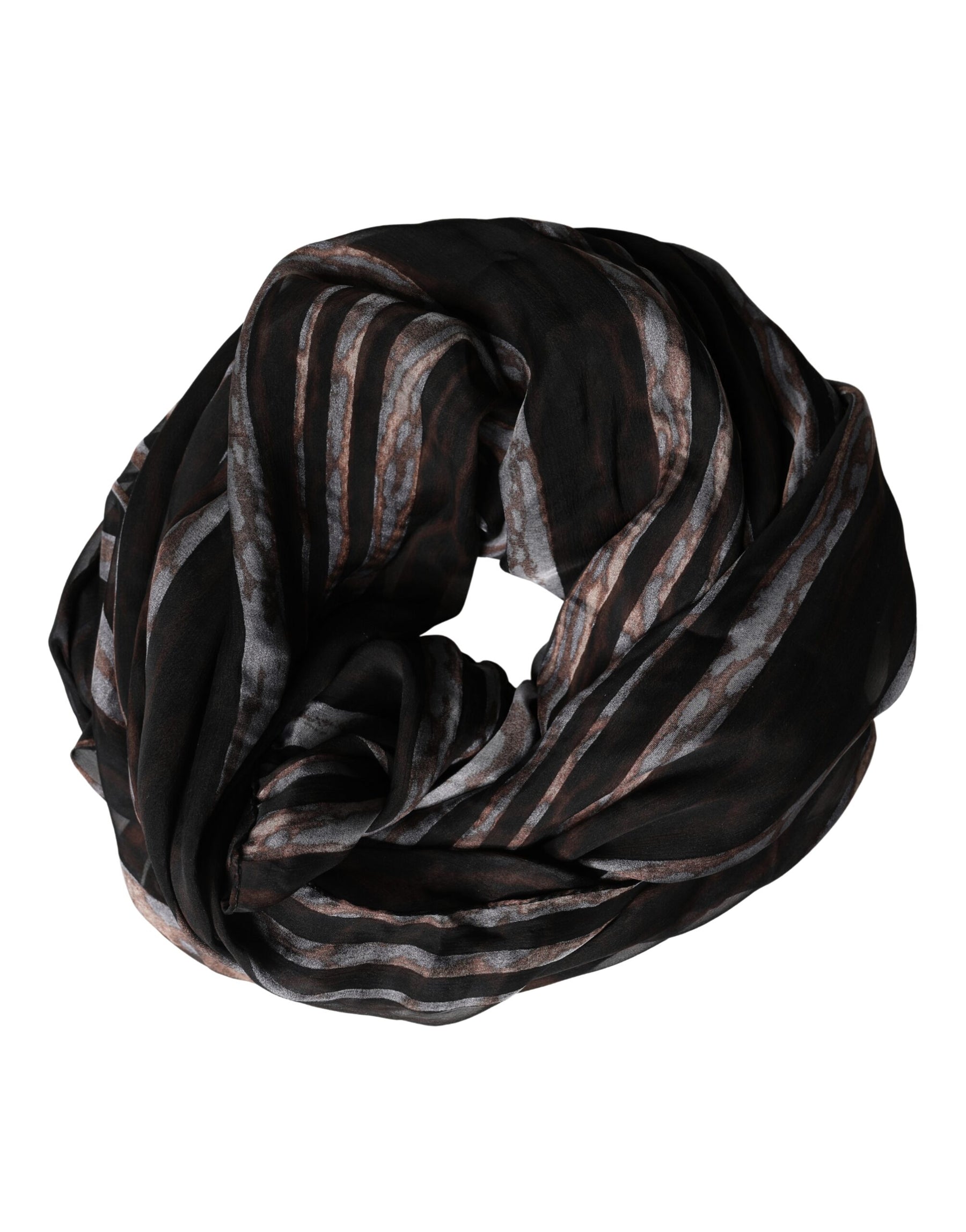 Dolce & Gabbana Black Stripes Silk Wrap Shawl Stole 193cm x 131cm Scarf | Regal Royce