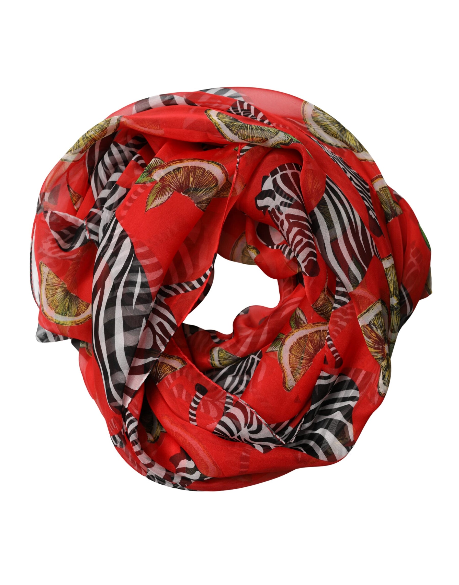 Dolce & Gabbana Red Zebra Print Silk Wrap Shawl Stole 200cm x 132cm Scarf | Regal Royce