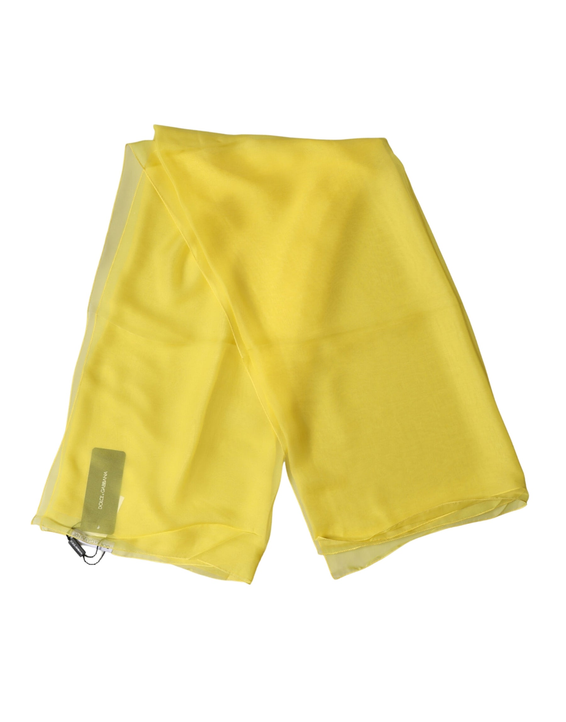 Dolce & Gabbana Yellow Silk Neck Wrap Shawl Foulard 133cm x 130cm Scarf | Regal Royce
