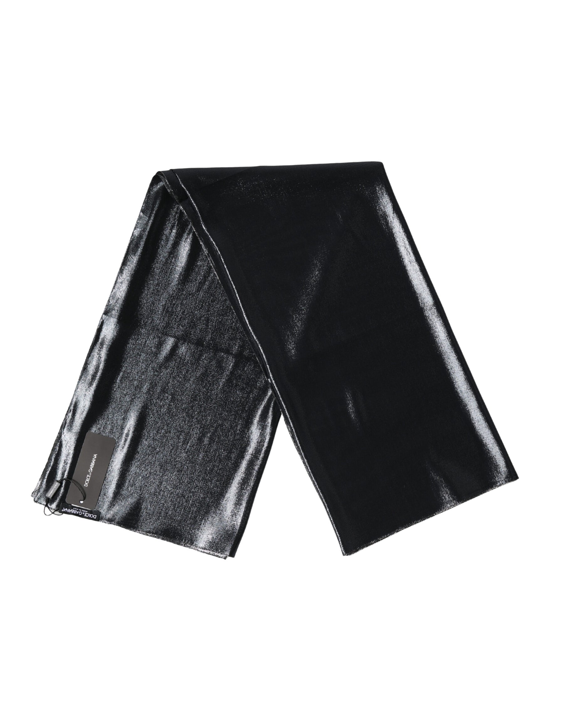 Dolce & Gabbana Black Silk Lurex Foulard Wrap Shawl 119cm x 117.5cm  Scarf | Regal Royce