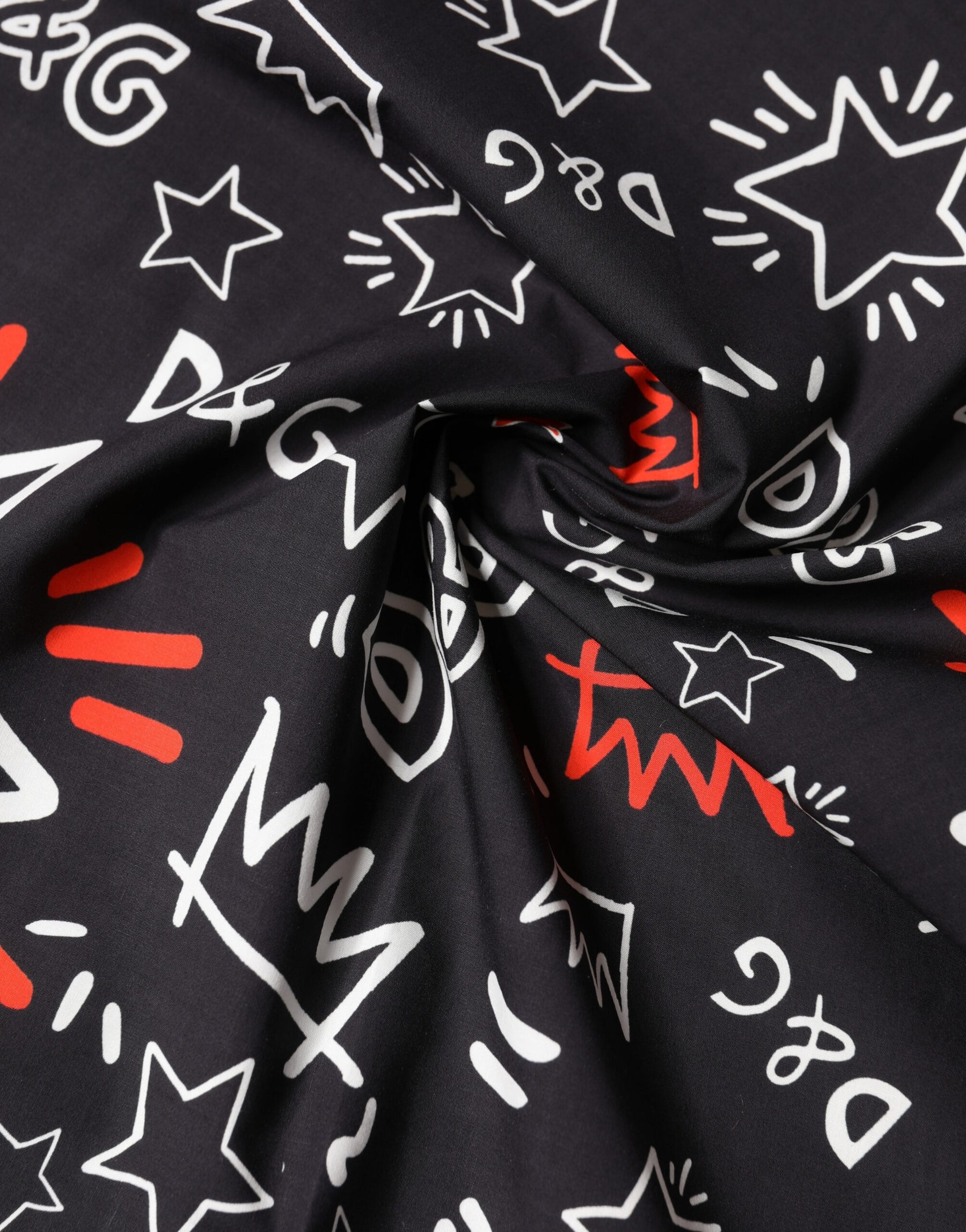 Dolce & Gabbana Black White Red DG Crown Cotton Foulard 47cm x 46cm Scarf | Regal Royce