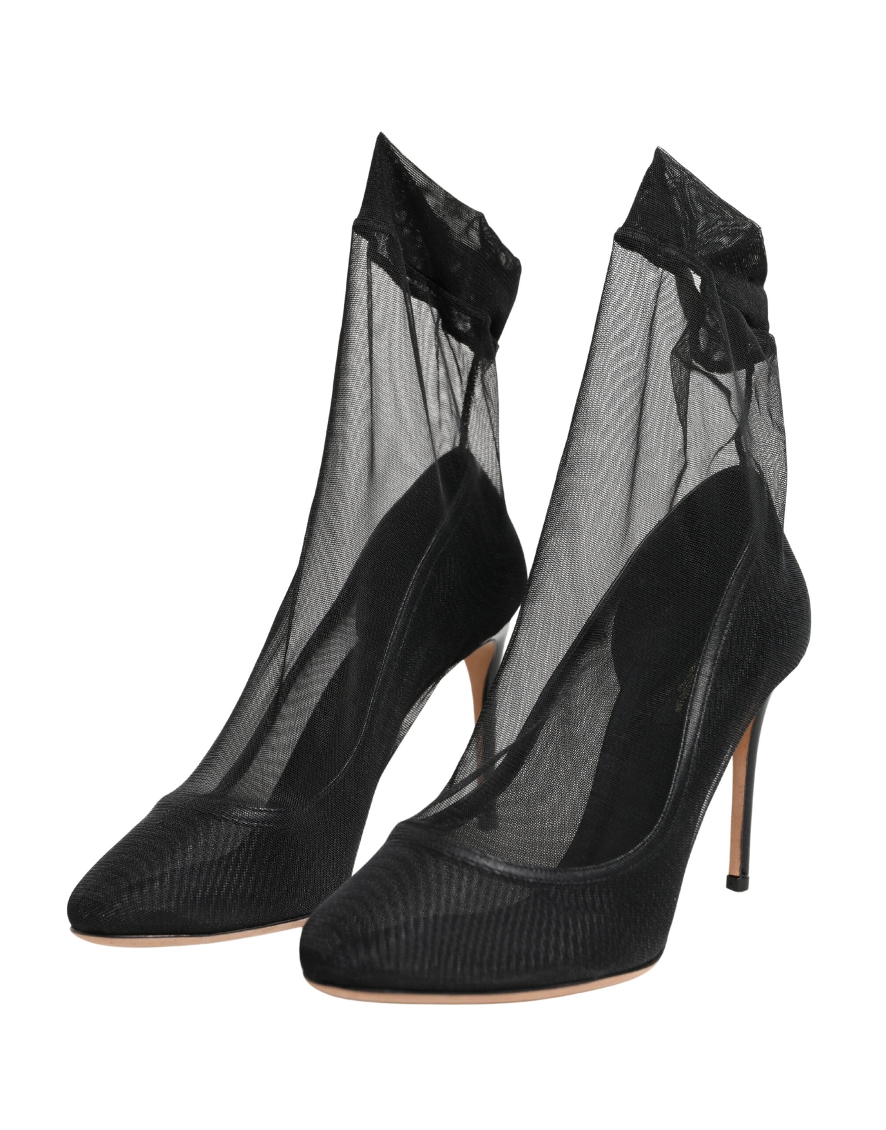 Dolce & Gabbana Black Nylon Stretch Mesh Sock Boots Shoes | Regal Royce