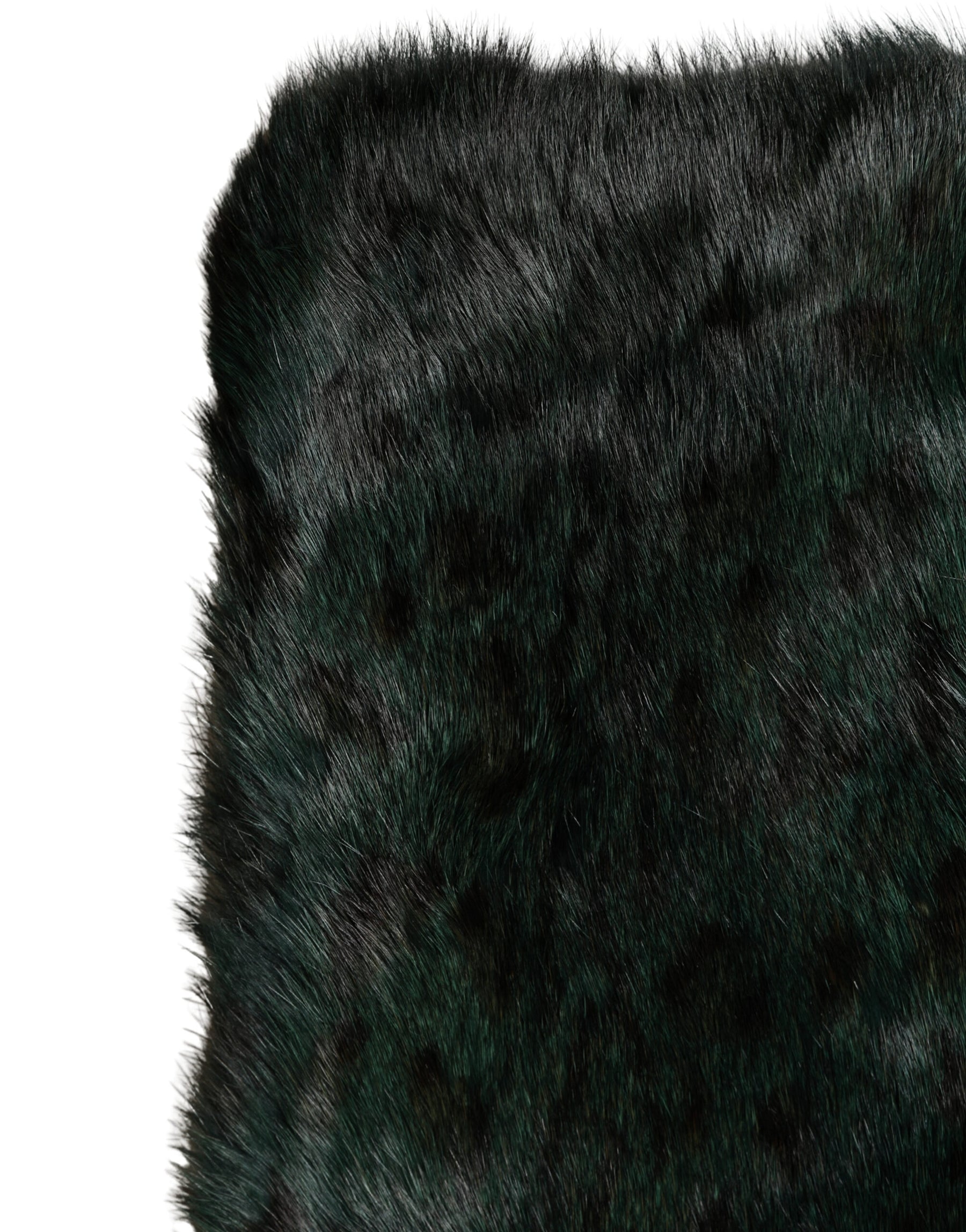 Dolce & Gabbana Black Green Stripe Fur Shawl Neck Wrap 180cm x49cm  Scarf | Regal Royce