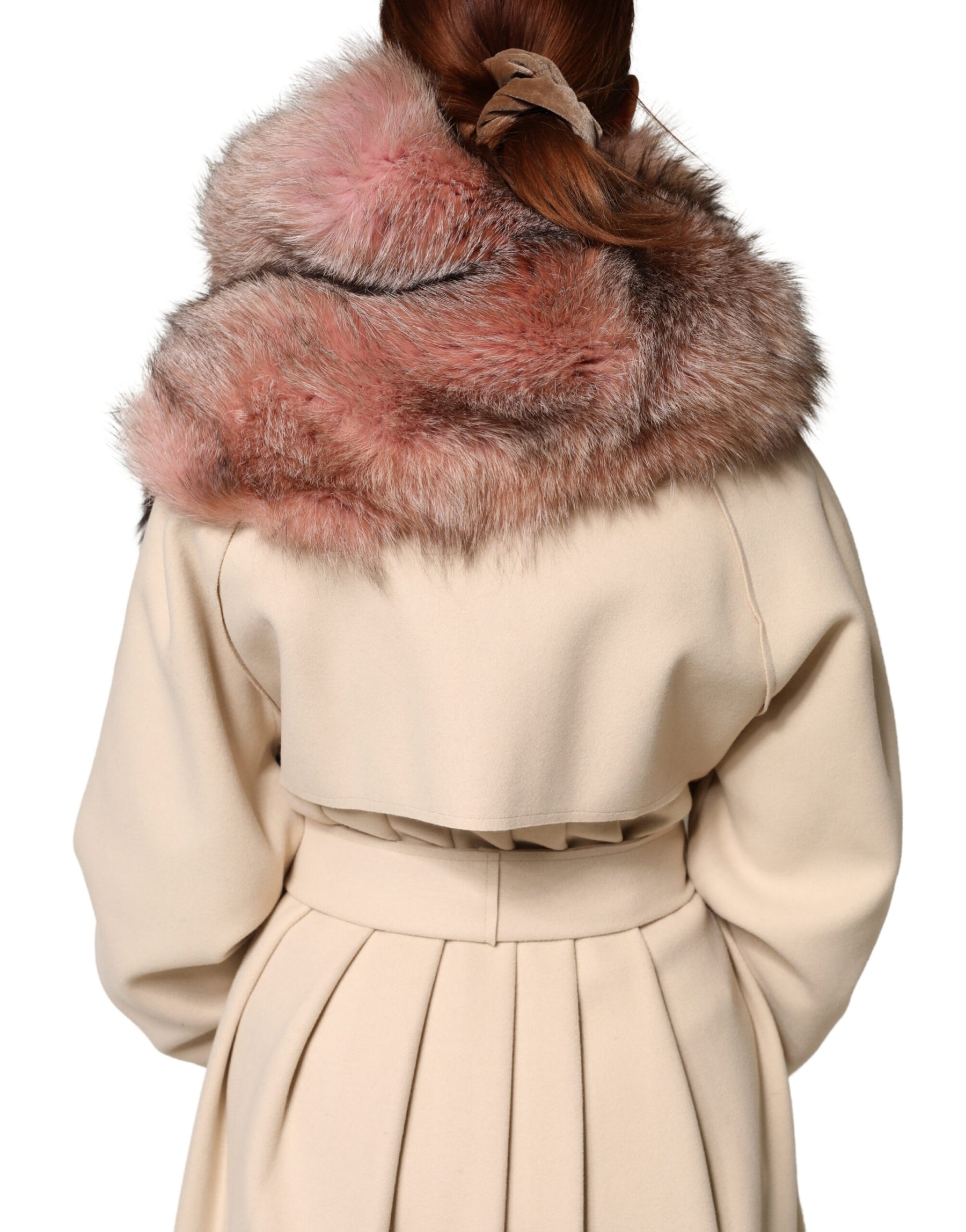 Dolce & Gabbana Pink Frost Fox Fur Neck Warmer Winter 120cm x 27cm Scarf | Regal Royce