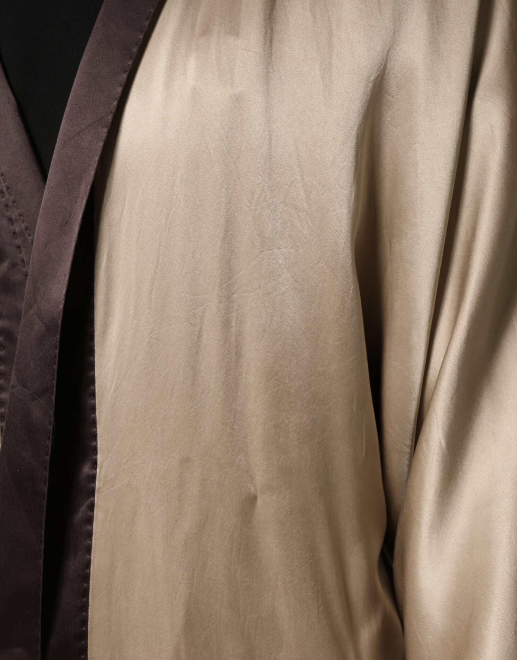 Dolce & Gabbana Beige Silk Satin Long Coat Robe Jacket | Regal Royce