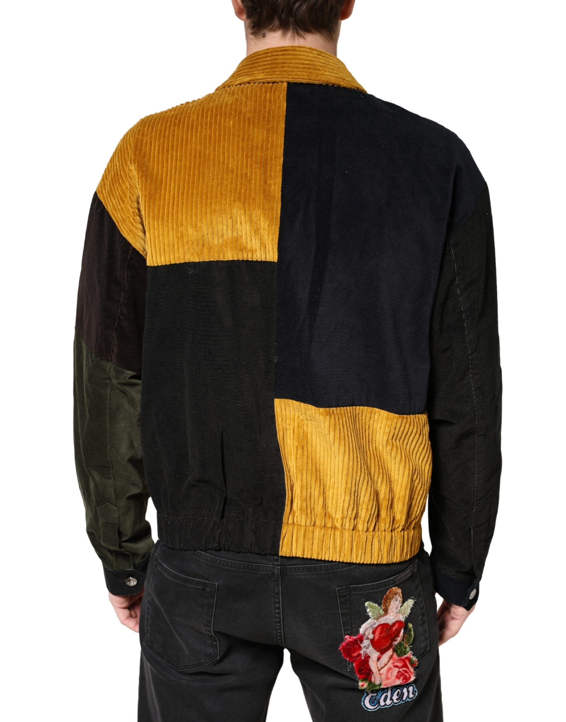 Dolce & Gabbana Multicolor Patchwork Corduroy Crest Jacket | Regal Royce