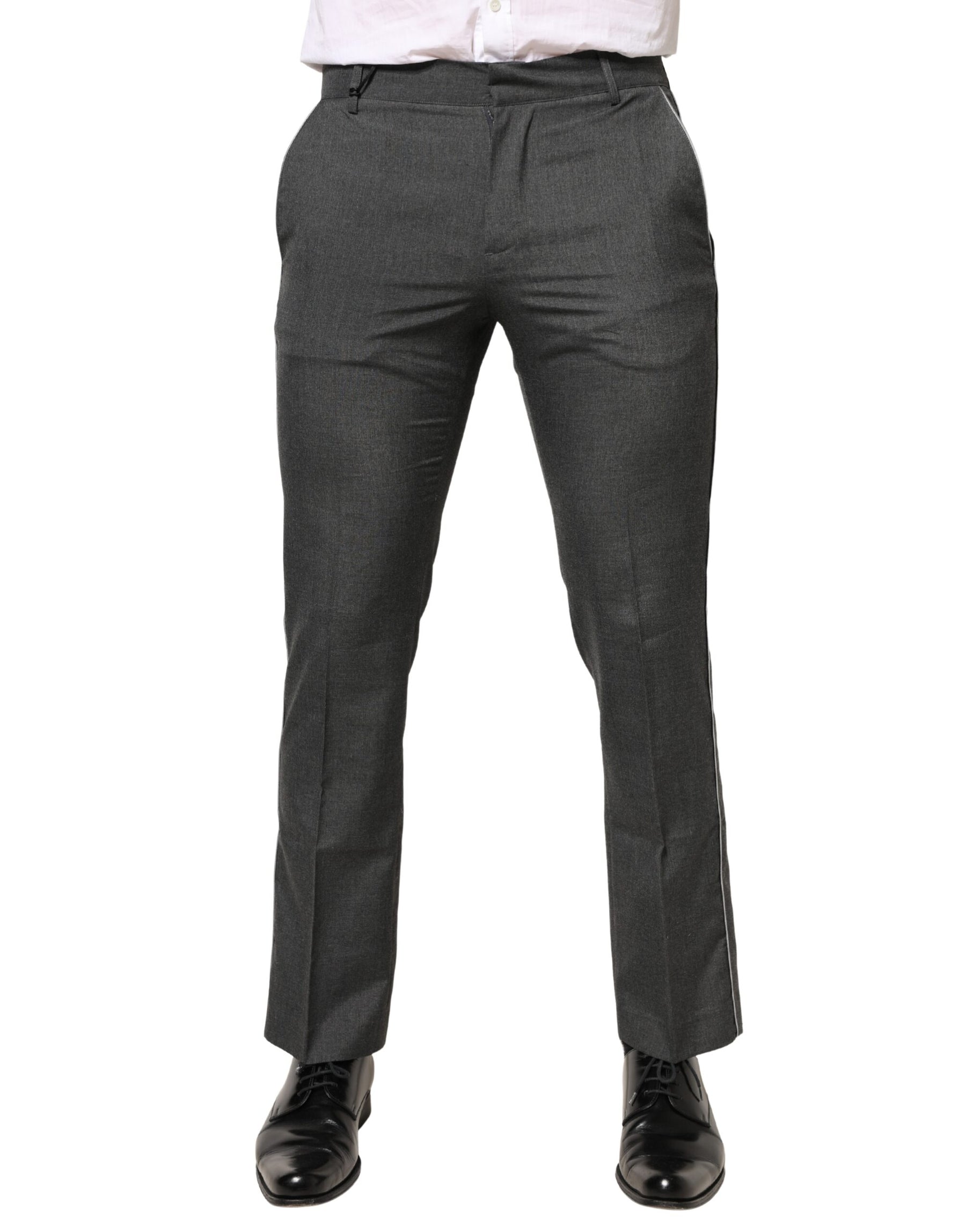 Daniele Alessandrini Gray Polyester Formal Dress Trouser Pants | Regal Royce