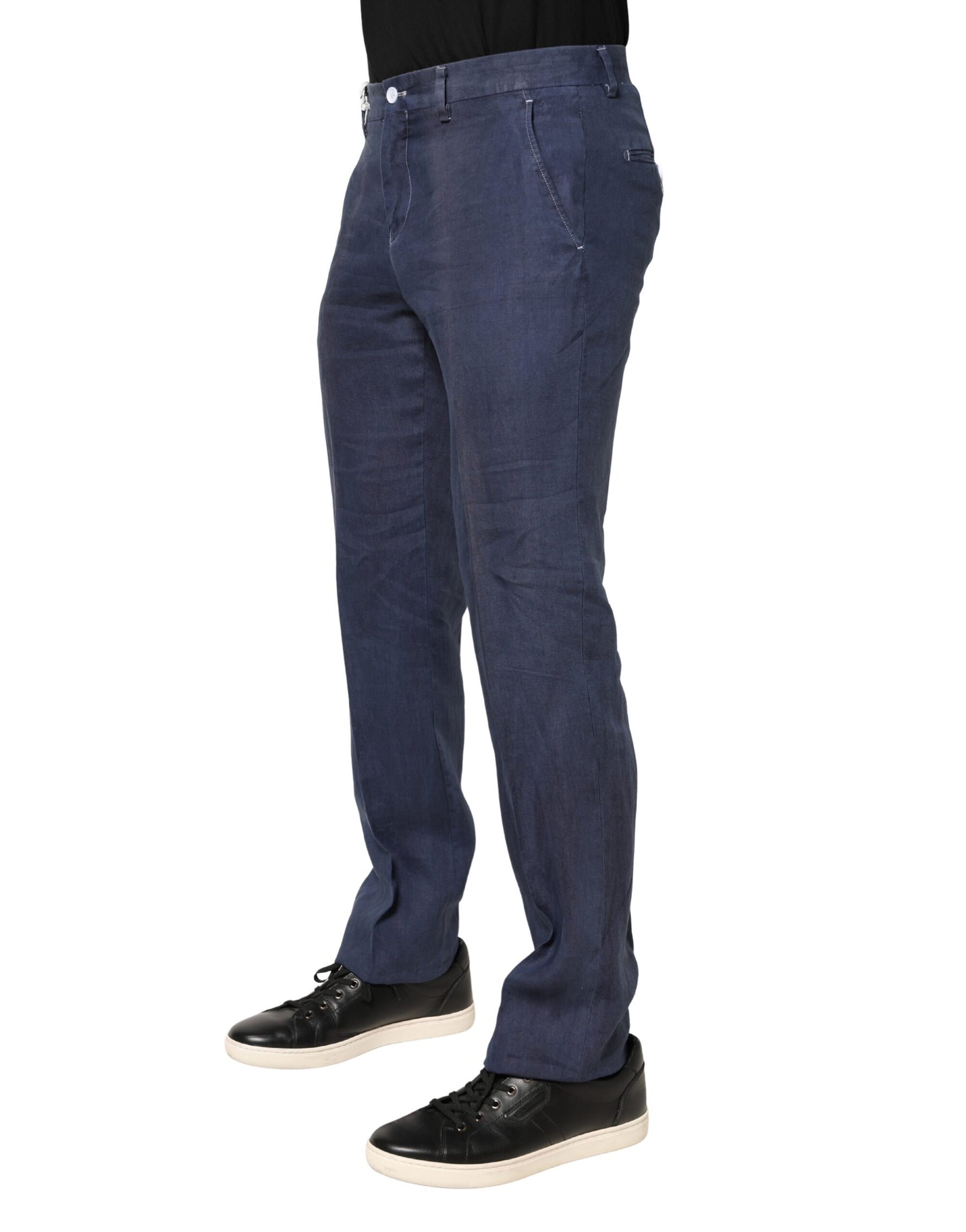 Domenico Tagliente Navy Blue Skinny Chino Mid Waist Men Pants | Regal Royce