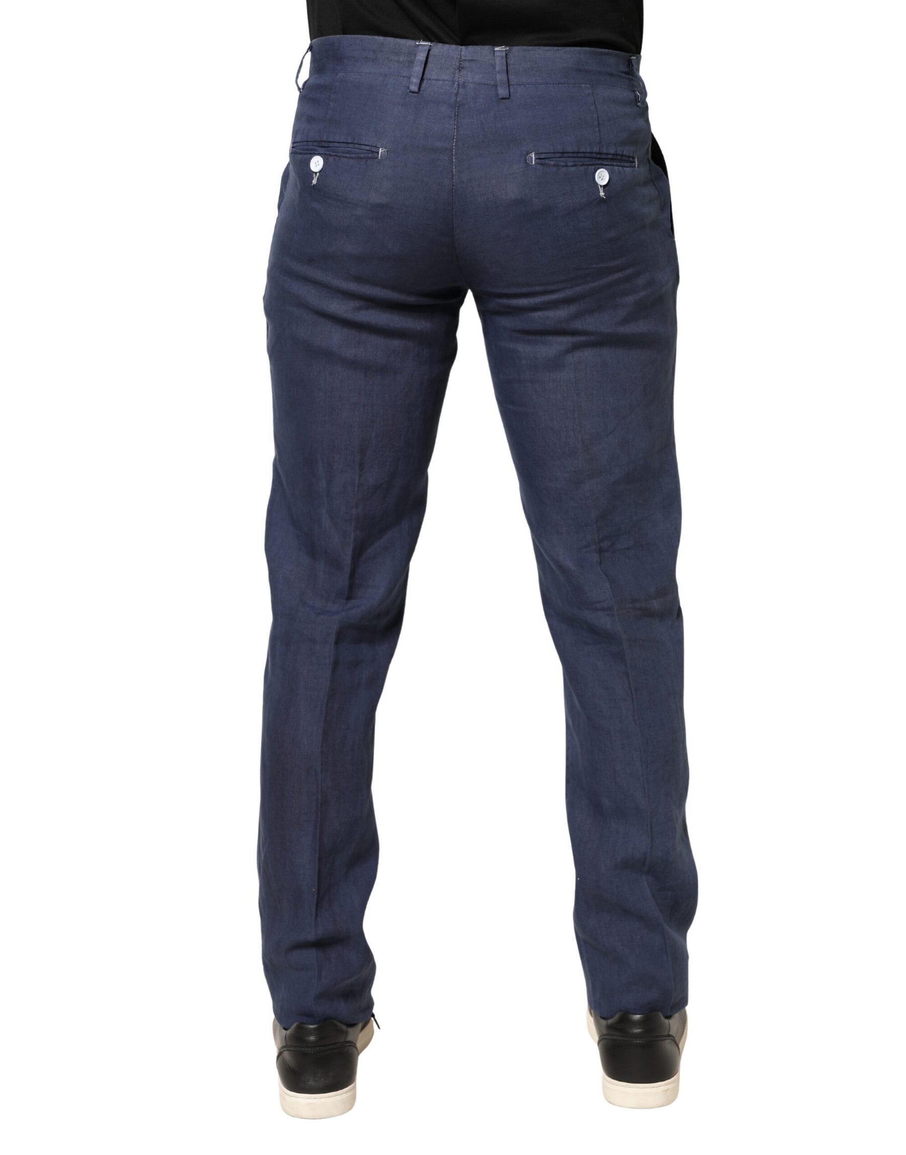 Domenico Tagliente Navy Blue Skinny Chino Mid Waist Men Pants | Regal Royce