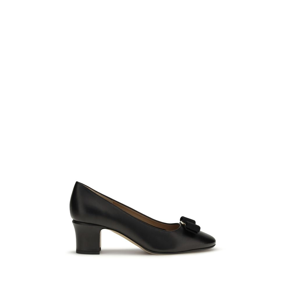 Ferragamo Black Calf Leather Bos Taurus High Heel Pumps | Regal Royce