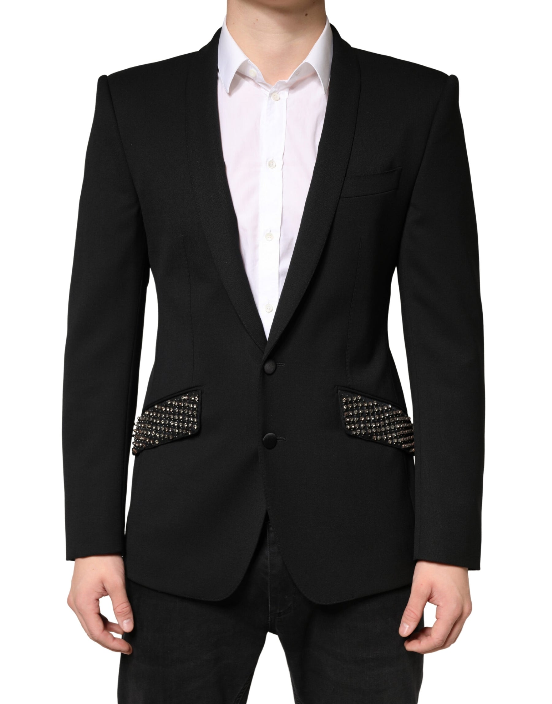 Dolce & Gabbana Black Embellished Single Breasted Blazer | Regal Royce