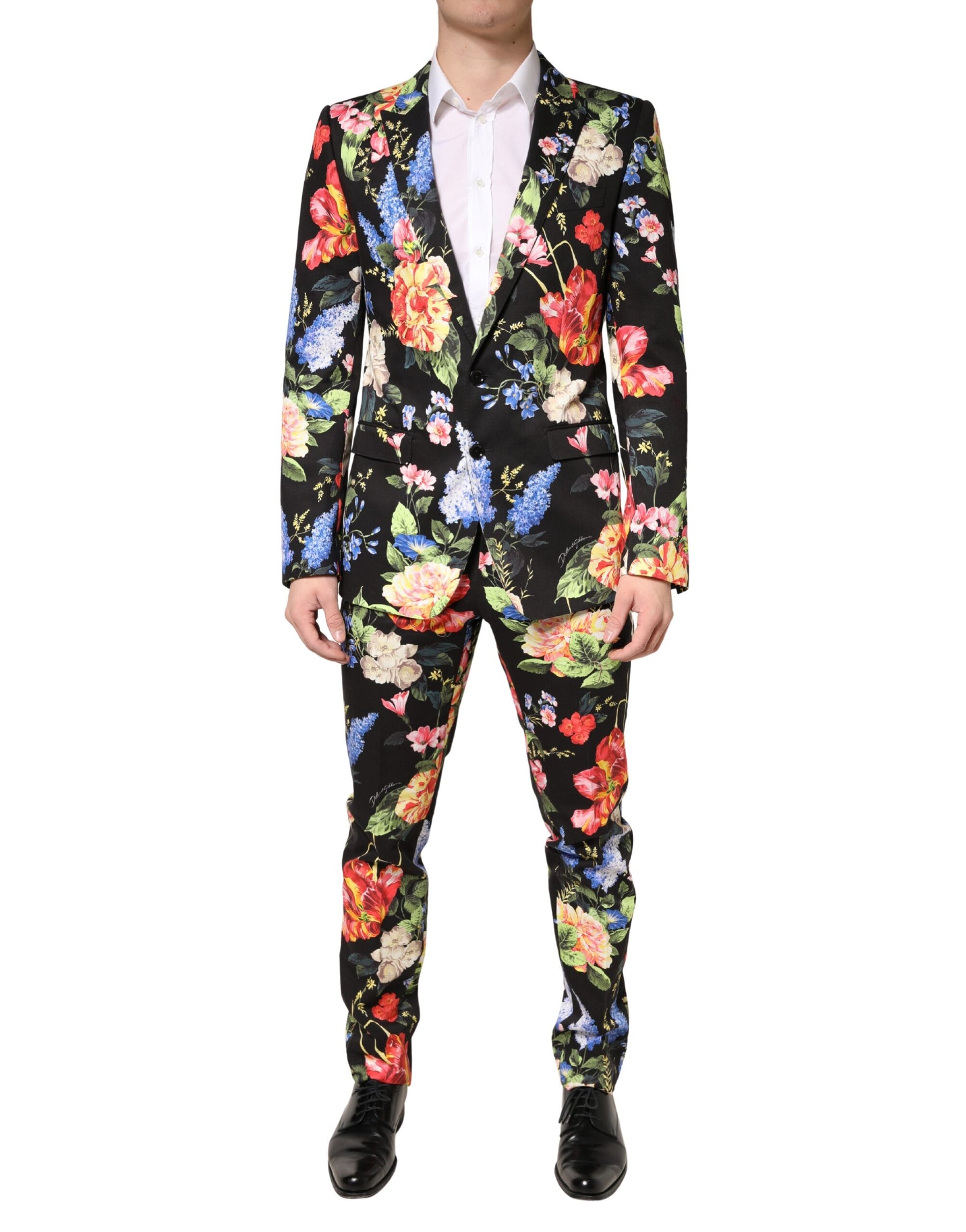 Dolce & Gabbana Black Floral Single Breasted MARTINI 2 Piece Suit | Regal Royce