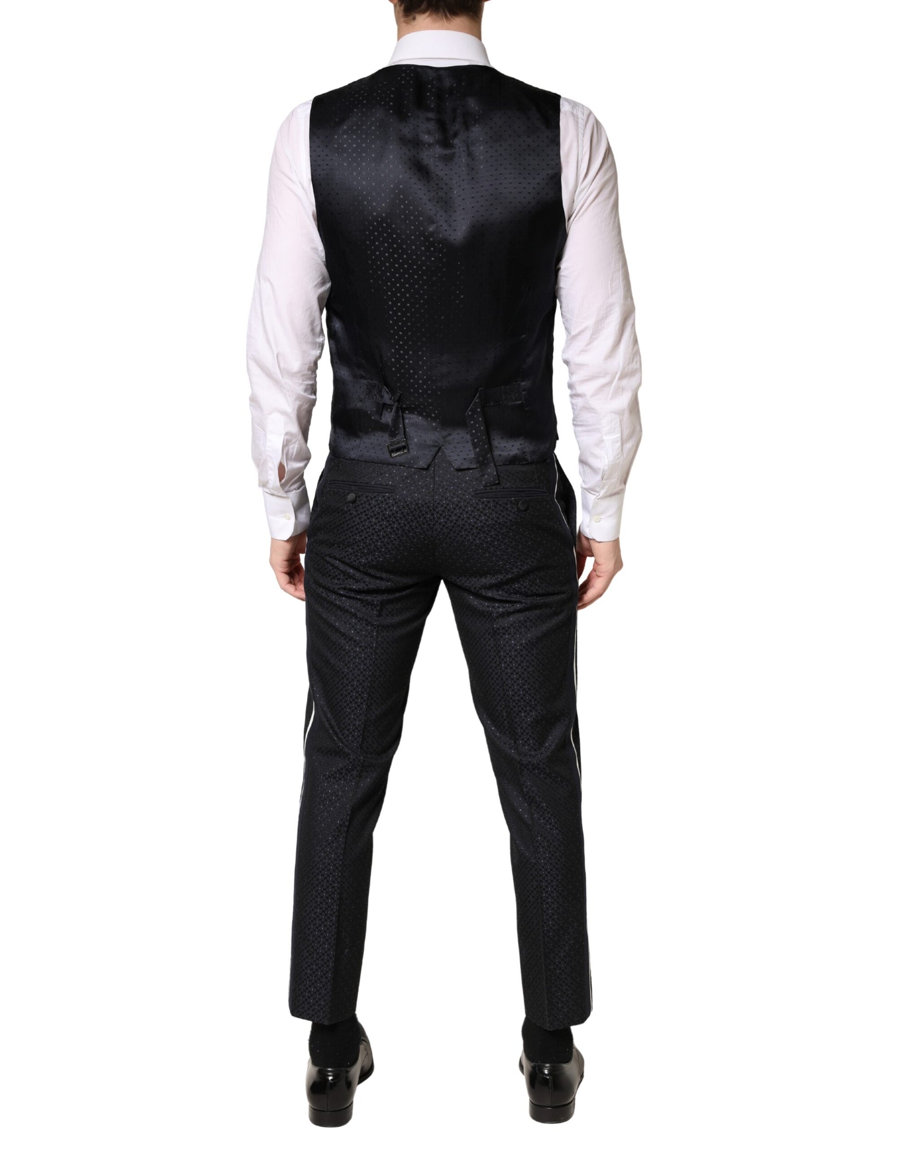 Dolce & Gabbana Black White Single Breasted SICILIA Men 3 Piece Suit | Regal Royce