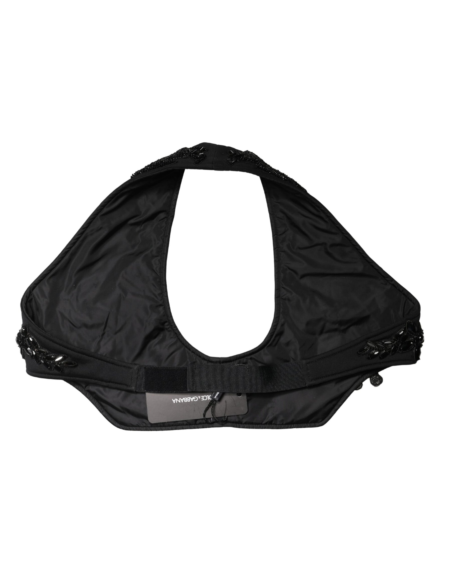 Dolce & Gabbana Black Crystal Embellished Crop Waistcoat One Size Vest | Regal Royce