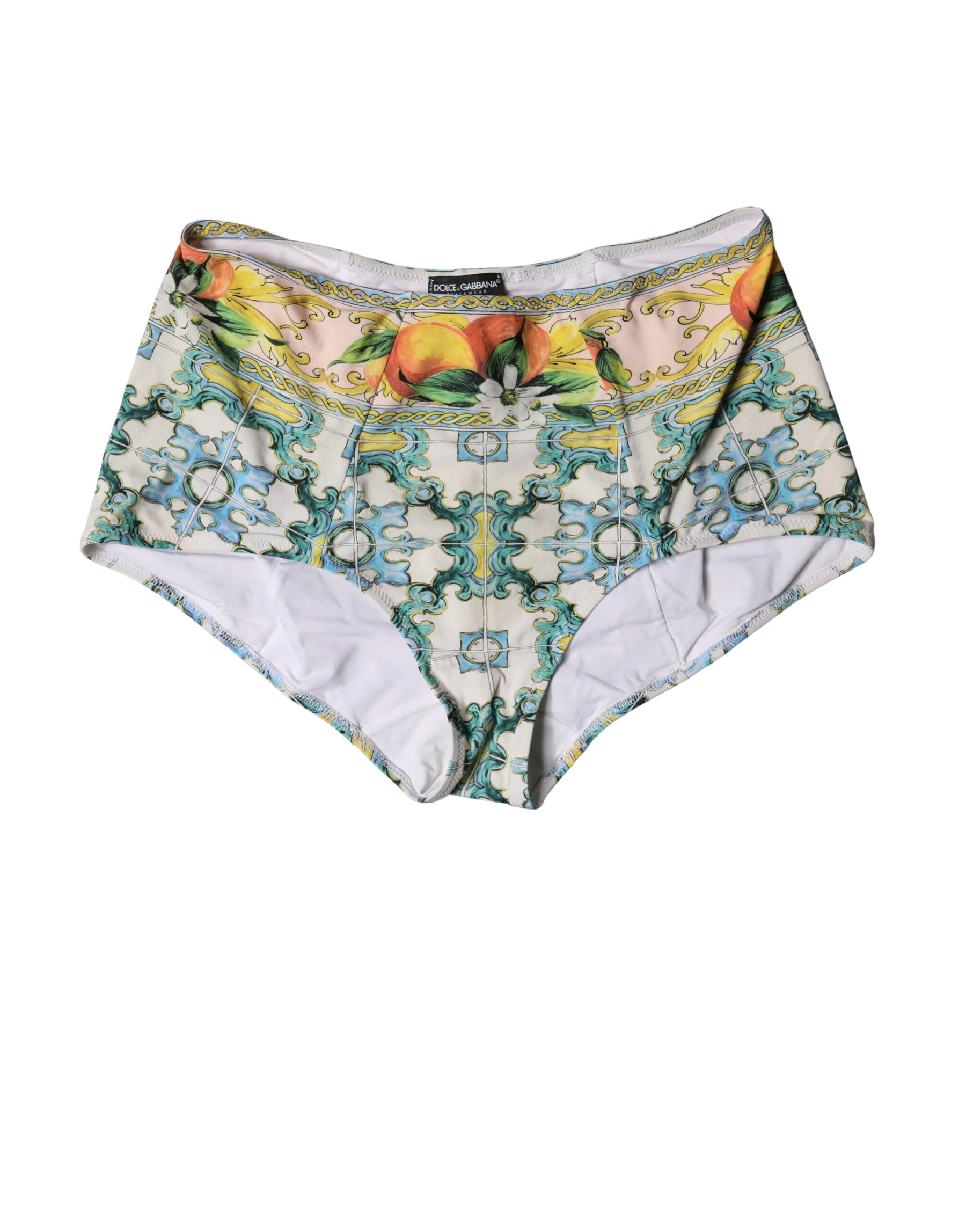 Dolce & Gabbana Multicolor Sicily High Waist Bikini Bottom Swimwear | Regal Royce