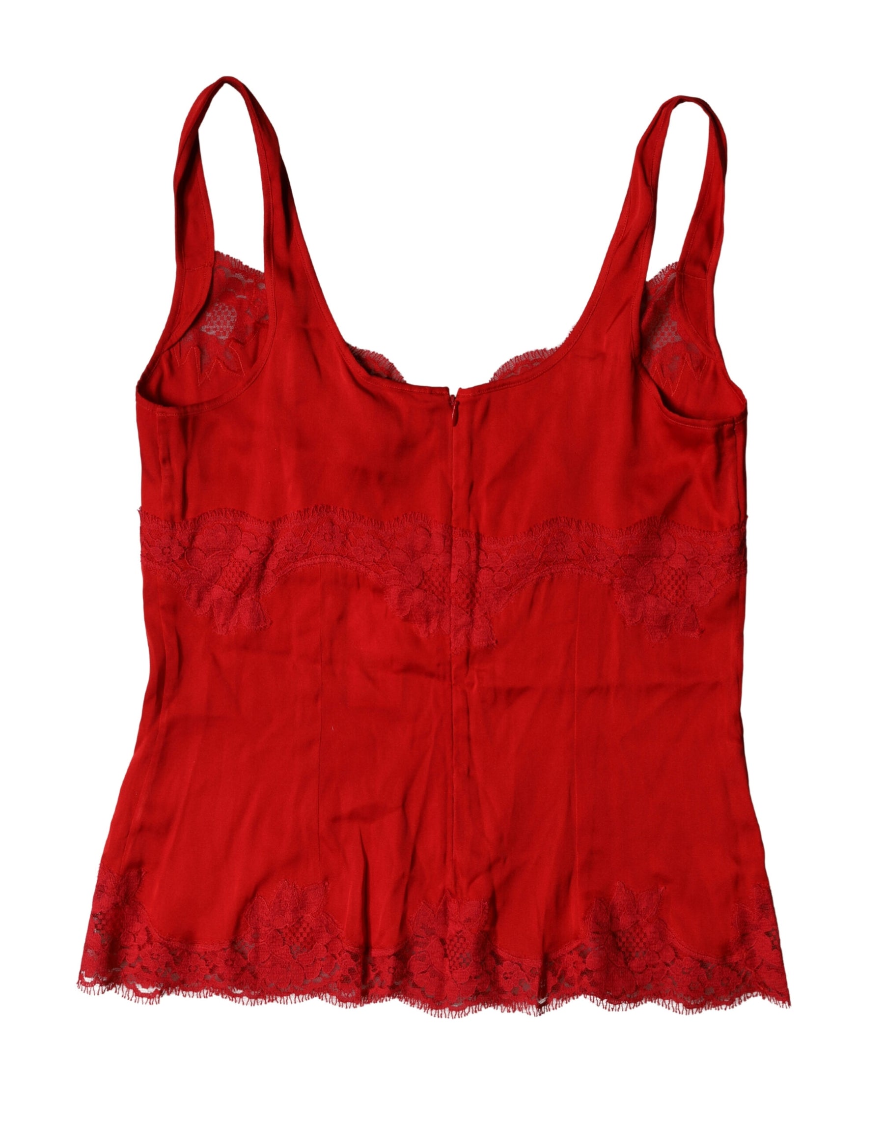 Dolce & Gabbana Red Silk Floral Lace Lingerie Top Underwear | Regal Royce