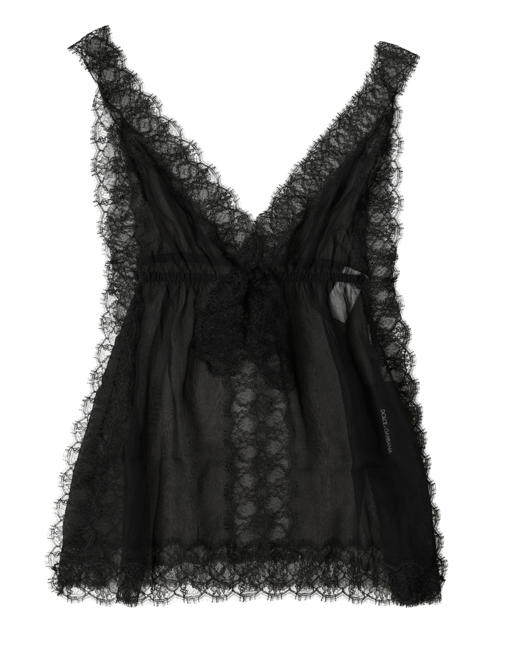Dolce & Gabbana Black Silk Floral Lace Lingerie Top Underwear | Regal Royce
