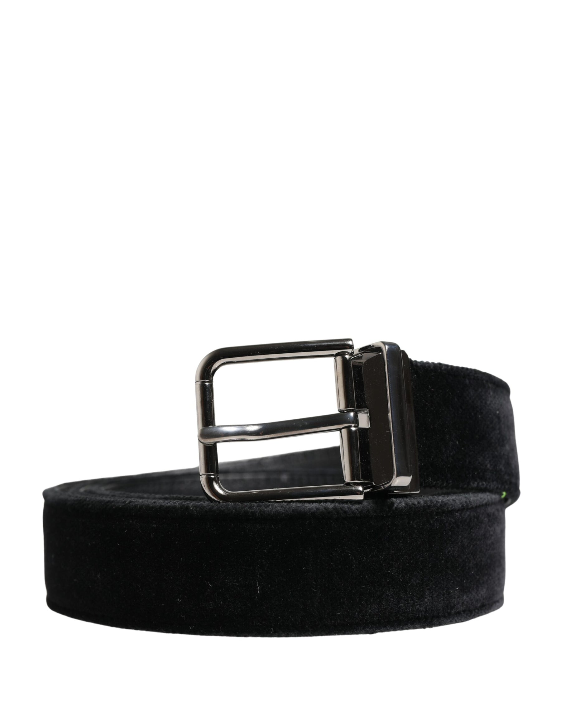 Dolce & Gabbana Black Suede Silver Tone Metal Buckle Men Belt | Regal Royce