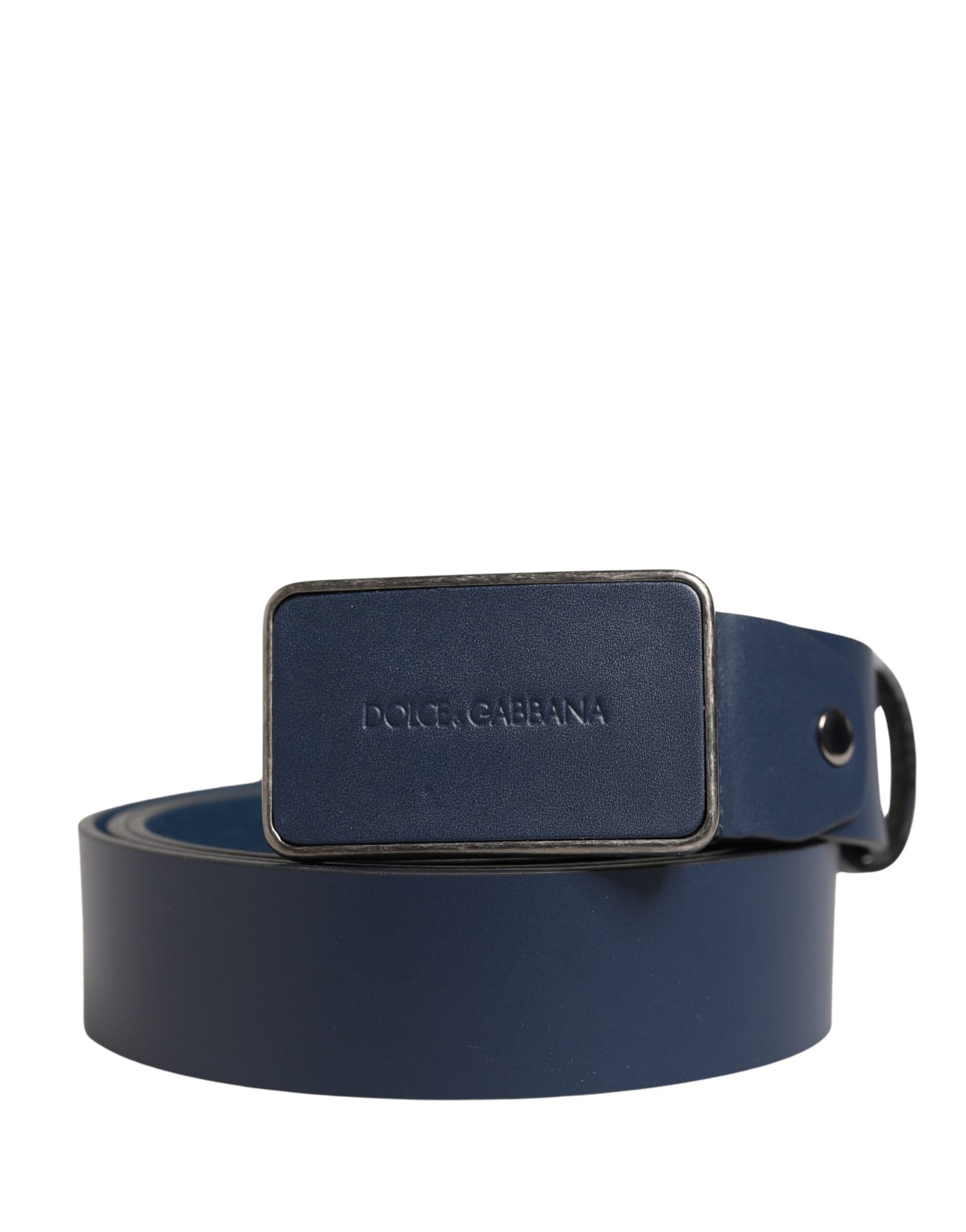 Dolce & Gabbana Blue Leather Logo Metal Buckle Men Belt | Regal Royce