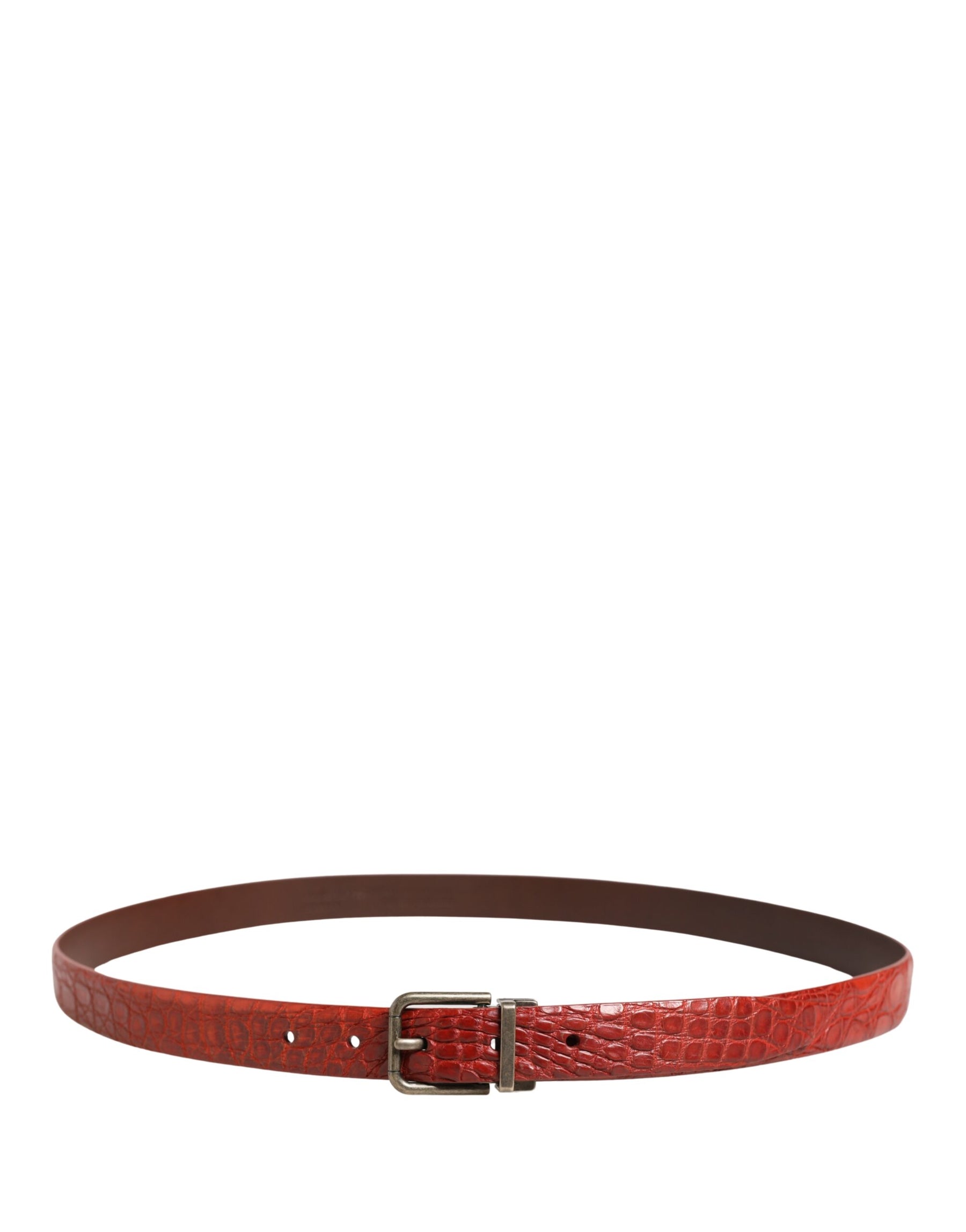 Dolce & Gabbana Red Leather Gold Tone Metal Buckle Men Belt | Regal Royce