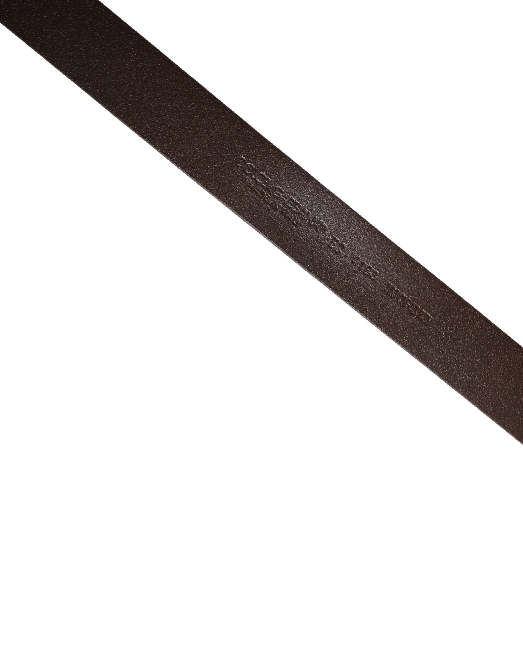 Dolce & Gabbana Brown Leather Logo Metal Buckle Men Belt | Regal Royce