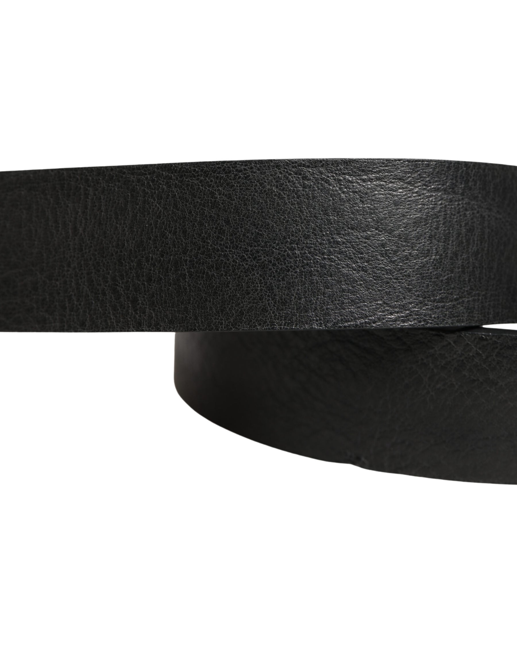 Dolce & Gabbana Black Leather Silver Chain Waist Men Belt | Regal Royce