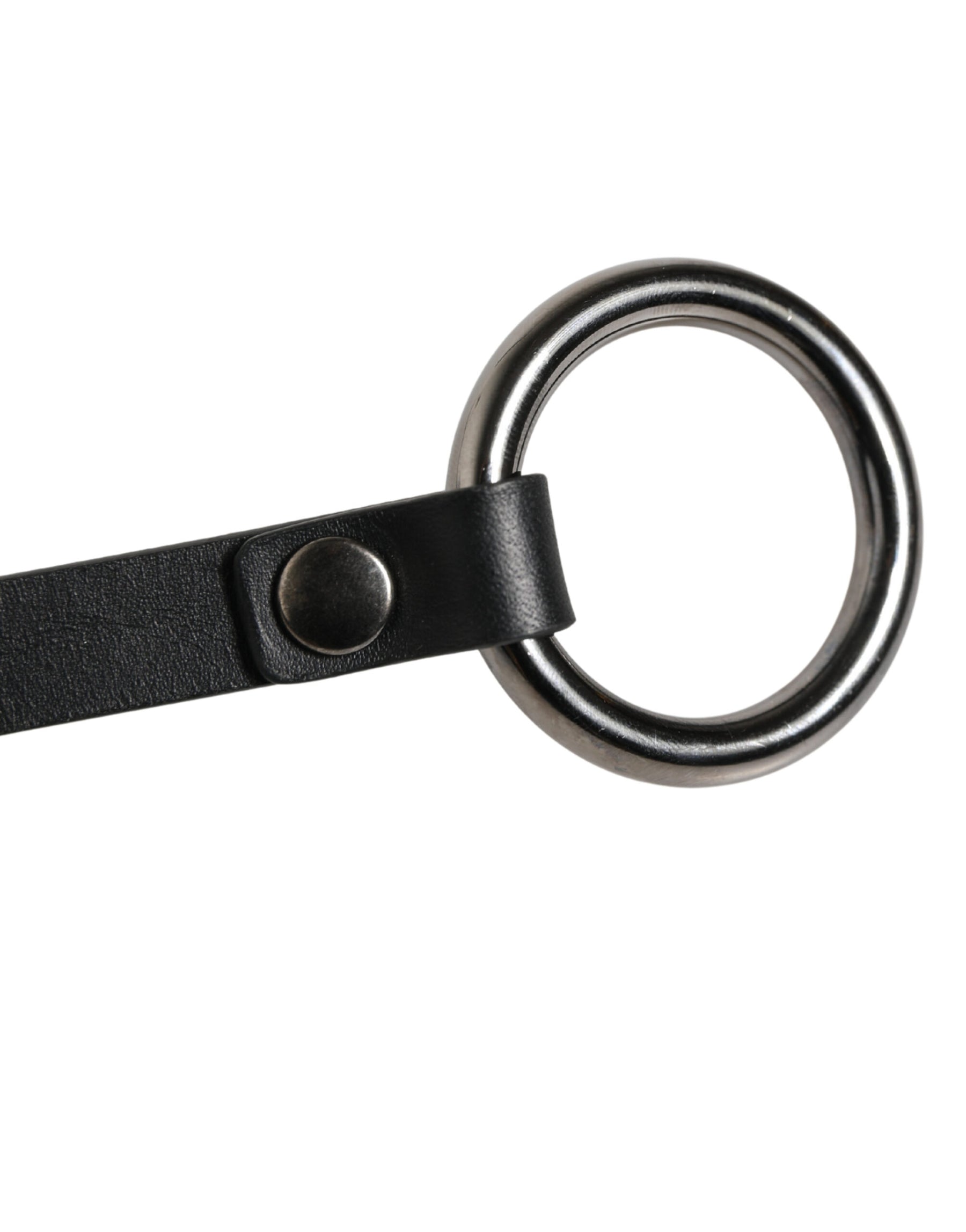 Dolce & Gabbana Black Leather Silver Chain Waist Men Belt | Regal Royce
