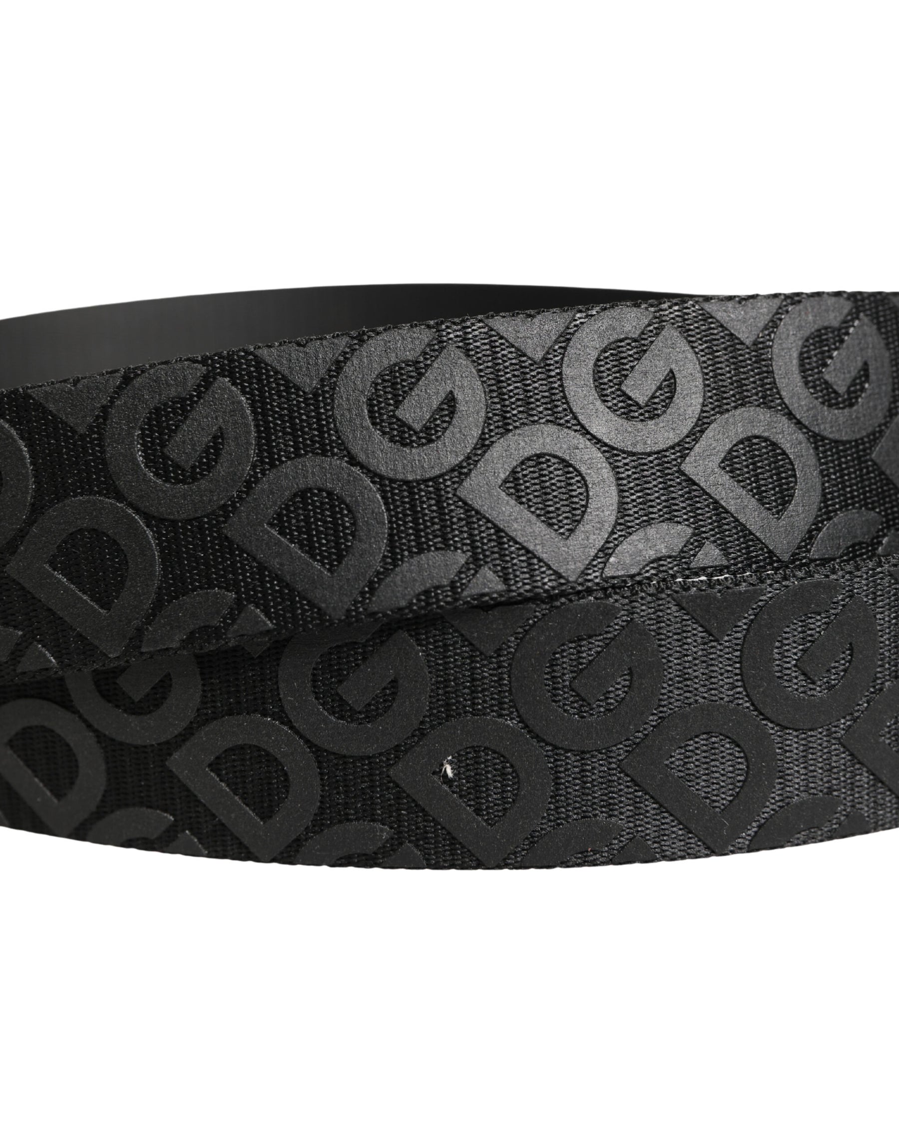Dolce & Gabbana Black Logo Monogram Silver Metal Buckle Belt | Regal Royce
