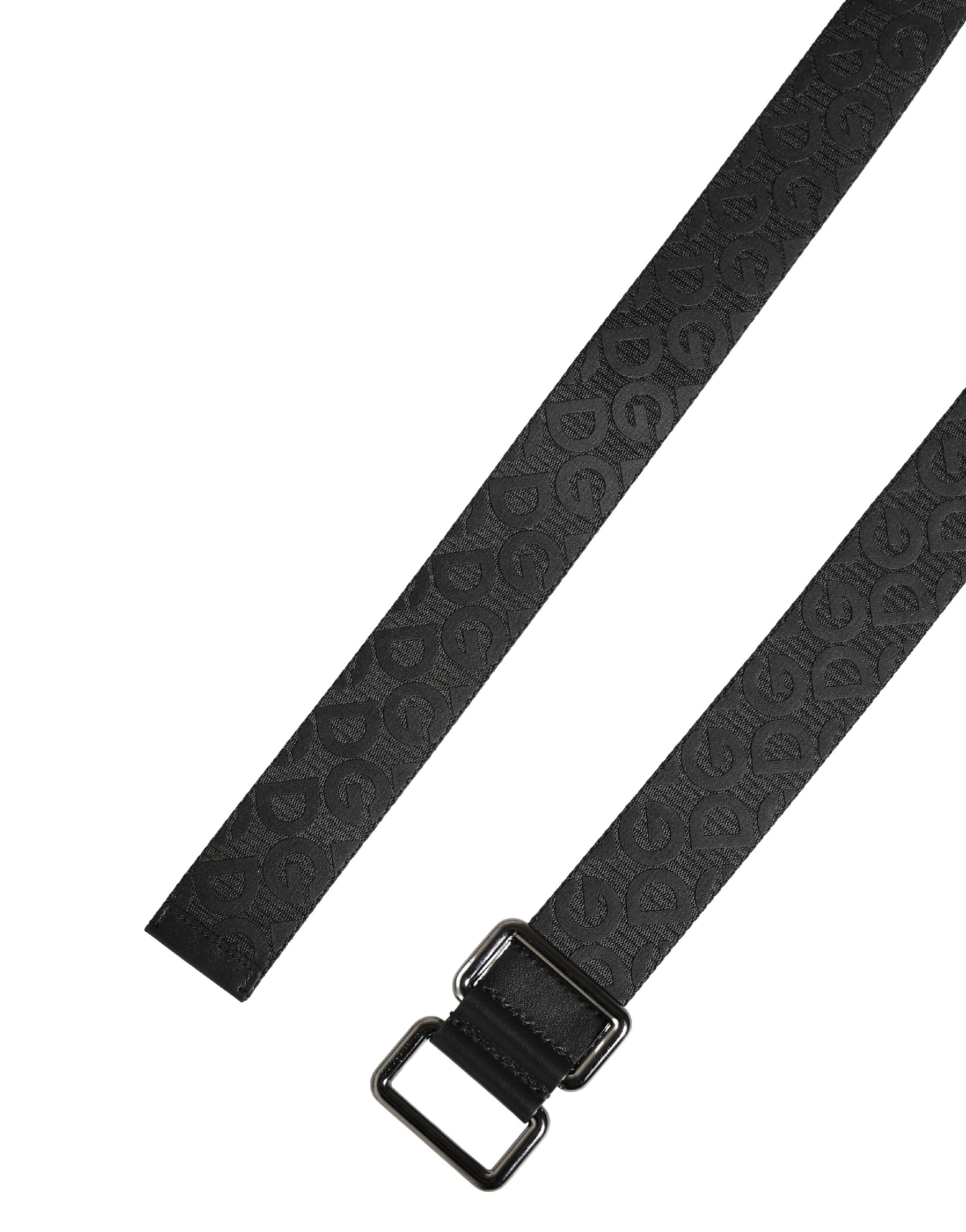 Dolce & Gabbana Black Logo Monogram Silver Metal Buckle Belt | Regal Royce
