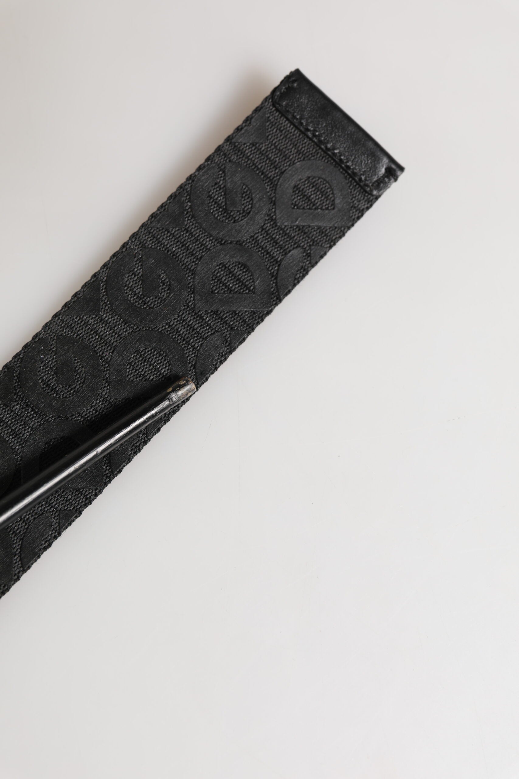 Dolce & Gabbana Black Logo Monogram Silver Metal Buckle Belt | Regal Royce