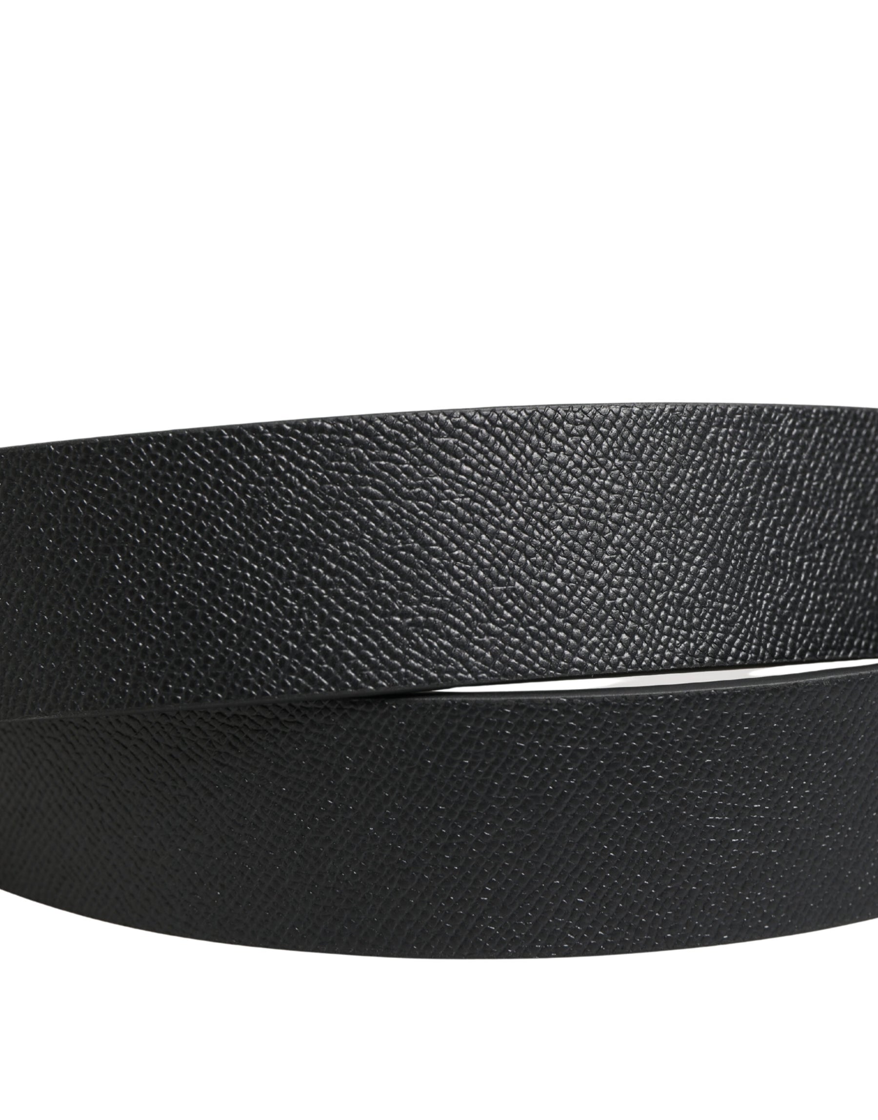 Dolce & Gabbana Black Calf Leather Silver Metal Buckle Belt | Regal Royce
