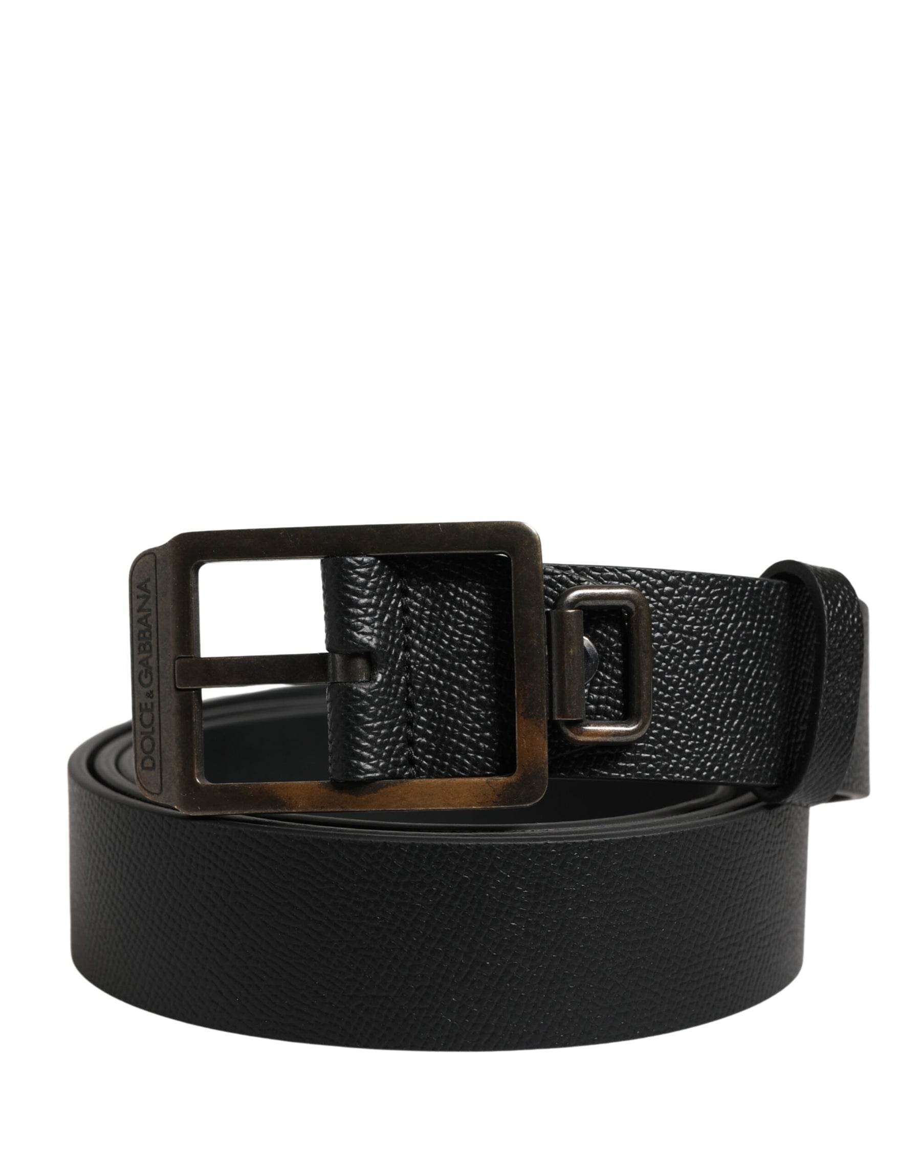 Dolce & Gabbana Black Calf Leather Gold Metal Buckle  Belt | Regal Royce