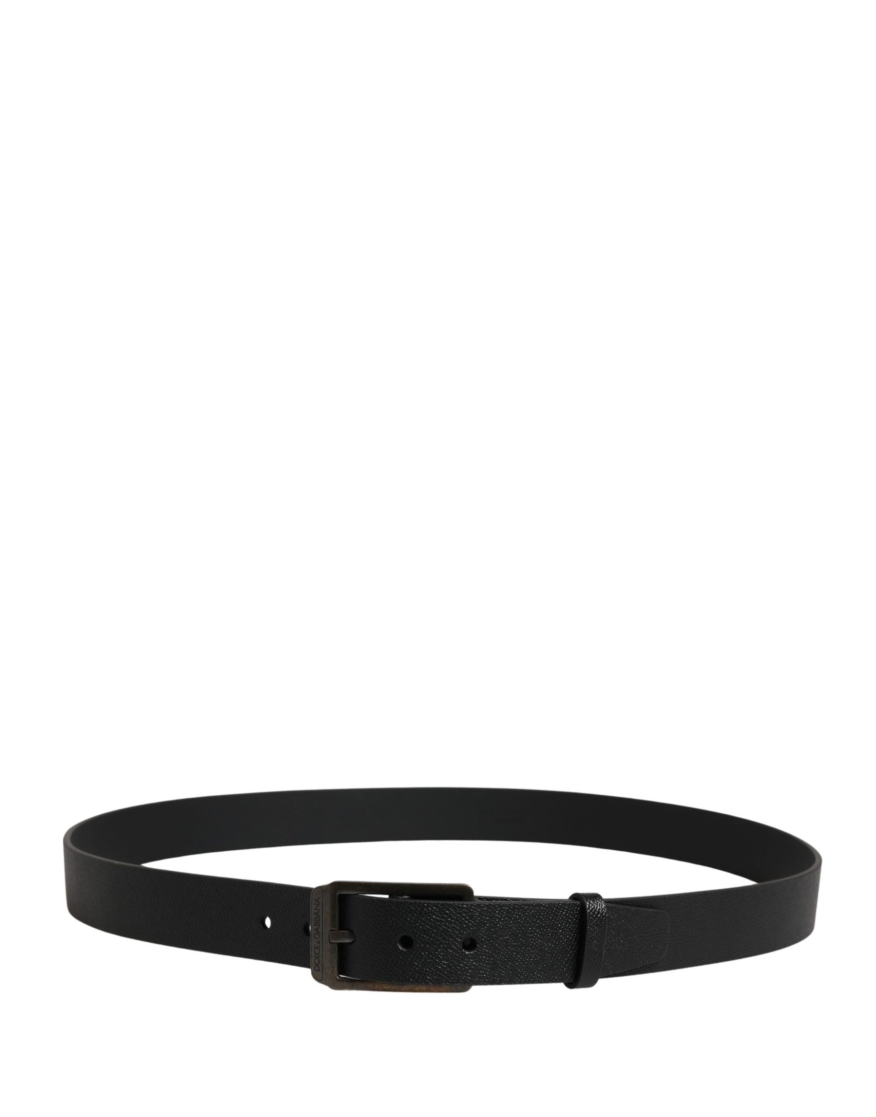Dolce & Gabbana Black Calf Leather Gold Metal Buckle  Belt | Regal Royce