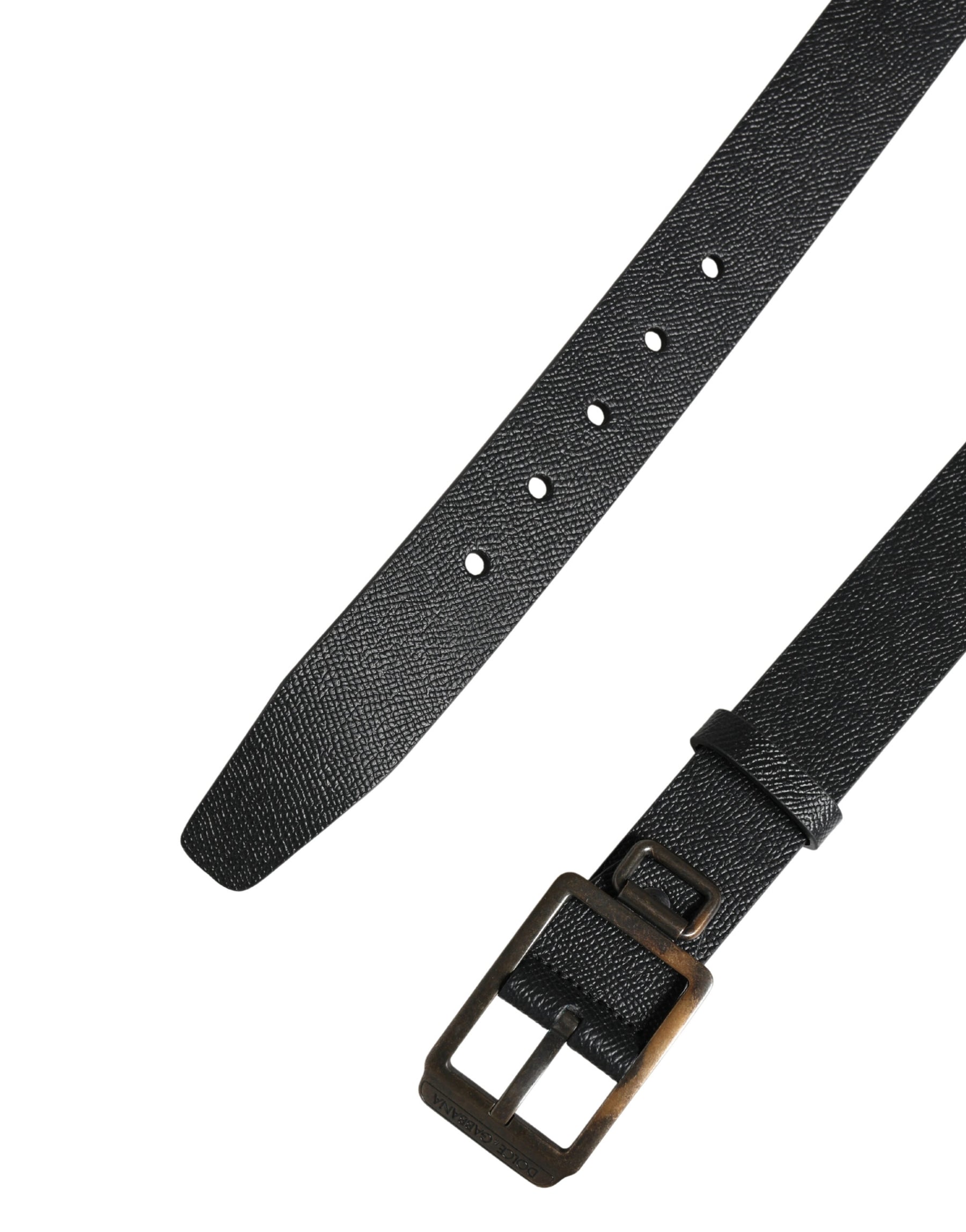 Dolce & Gabbana Black Calf Leather Gold Metal Buckle  Belt | Regal Royce