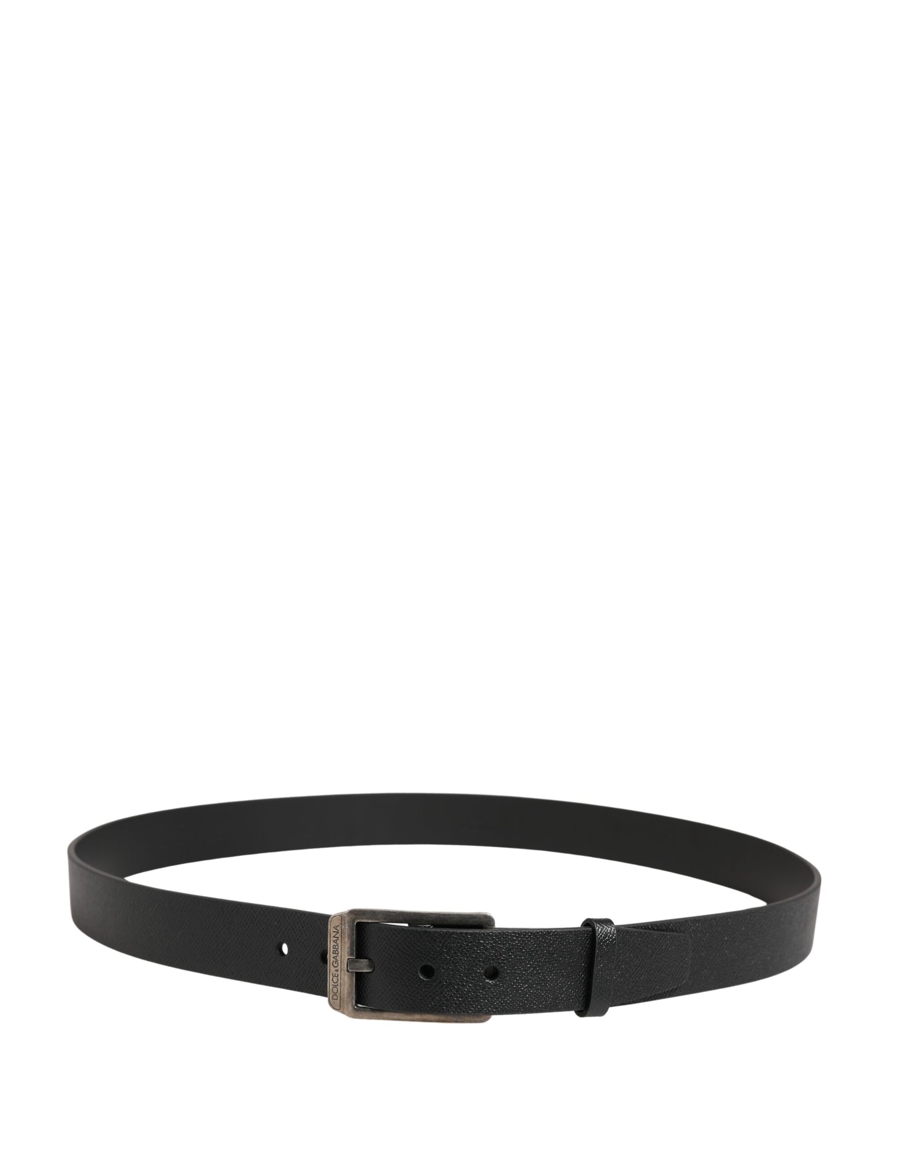 Dolce & Gabbana Black Calf Leather Silver Metal Buckle Belt | Regal Royce