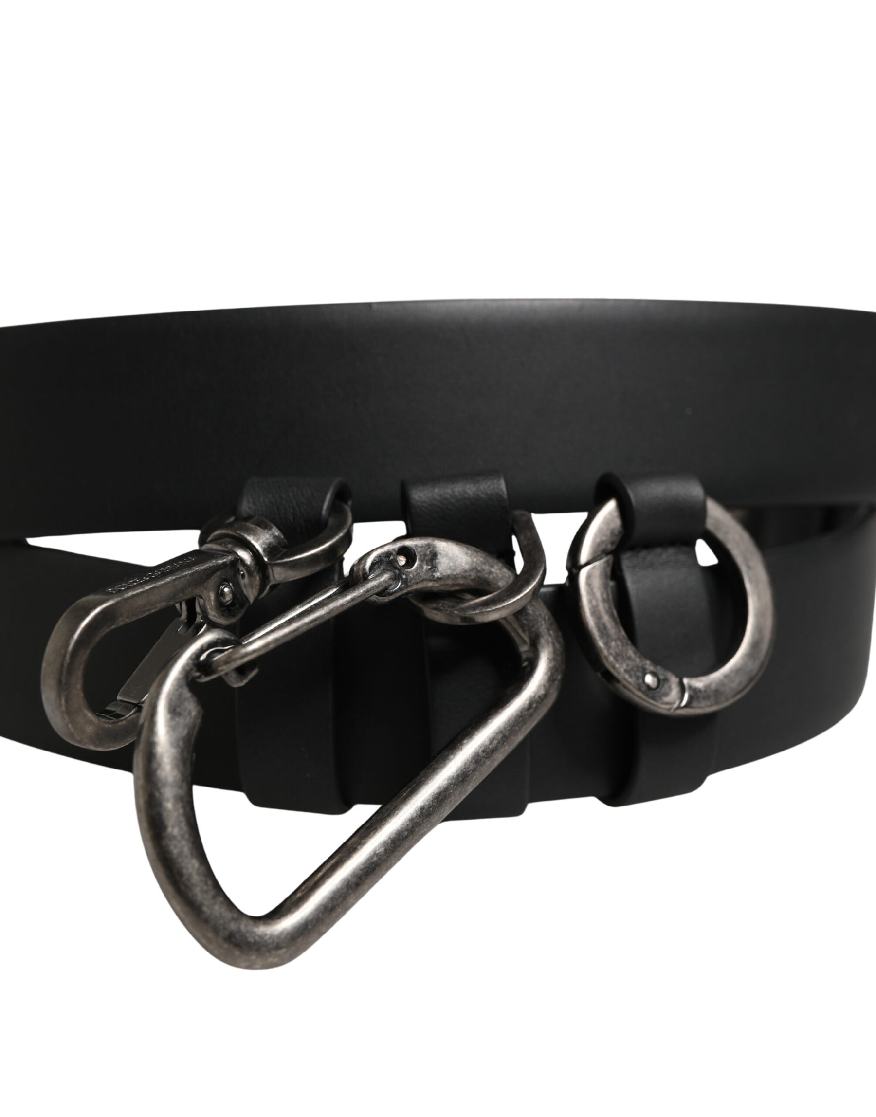 Dolce & Gabbana Black Calf Leather Silver Metal Buckle Belt | Regal Royce