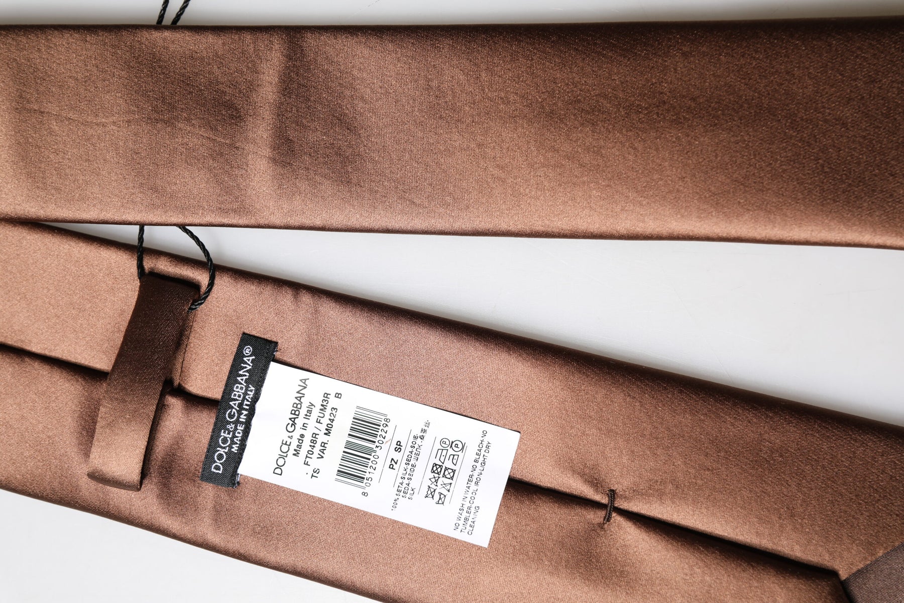 Dolce & Gabbana Brown Satin 100% Silk Wide Adjustable Men Necktie Tie | Regal Royce