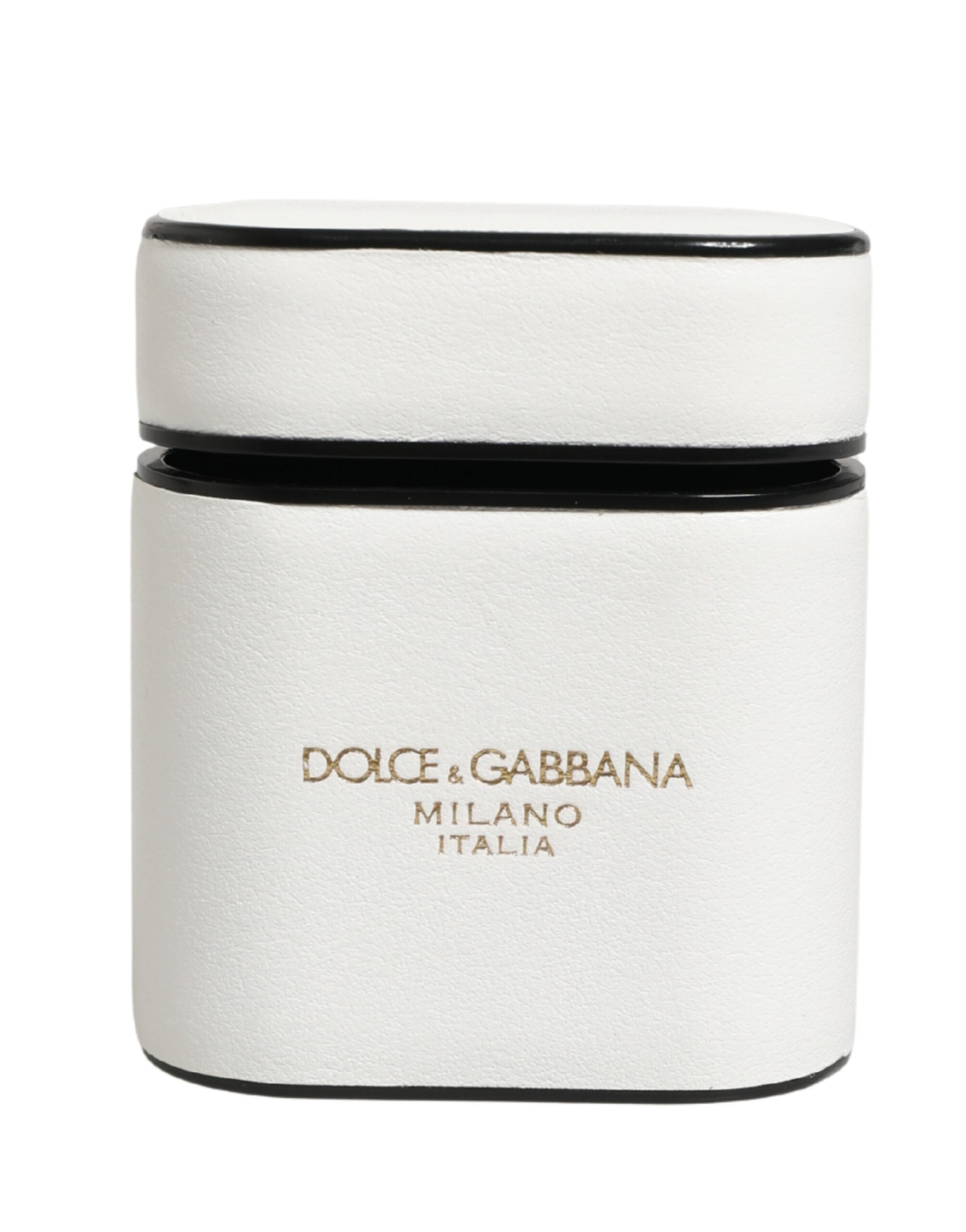 Dolce & Gabbana White Calf Leather Logo Print Flip Holder  Airpods Case | Regal Royce