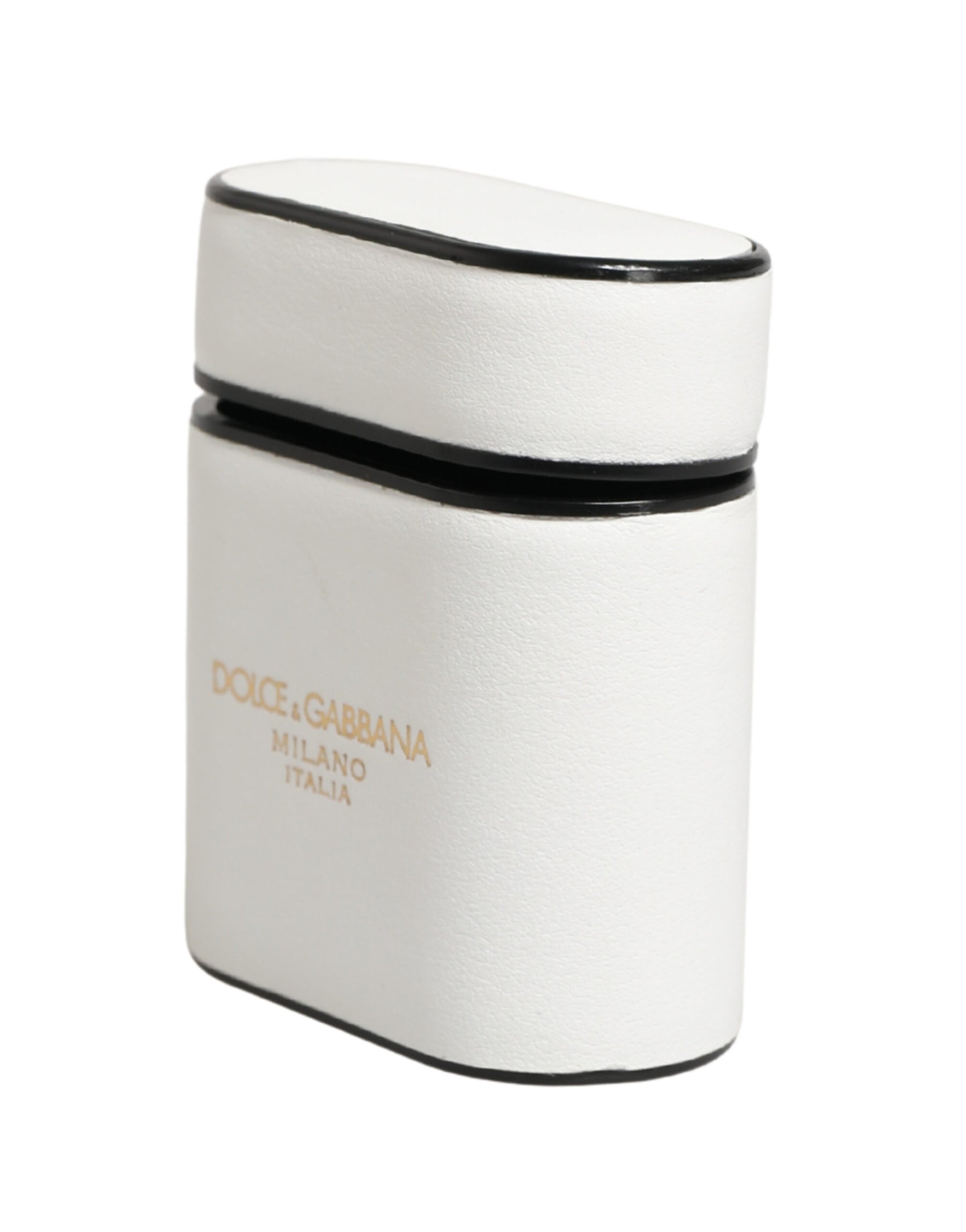 Dolce & Gabbana White Calf Leather Logo Print Flip Holder  Airpods Case | Regal Royce