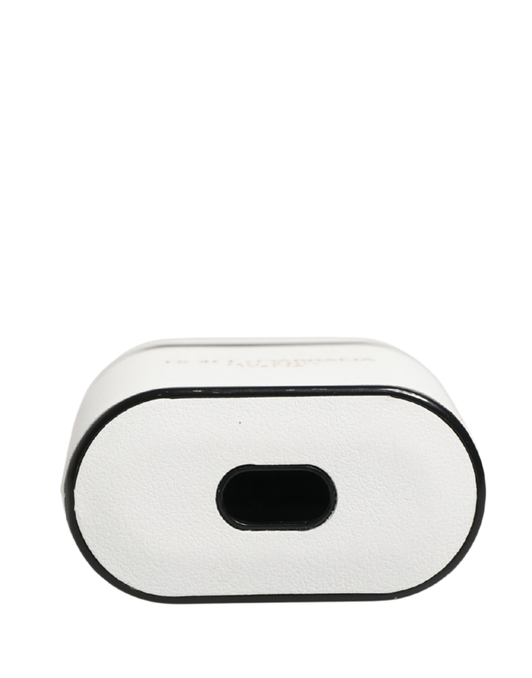 Dolce & Gabbana White Calf Leather Logo Print Flip Holder  Airpods Case | Regal Royce