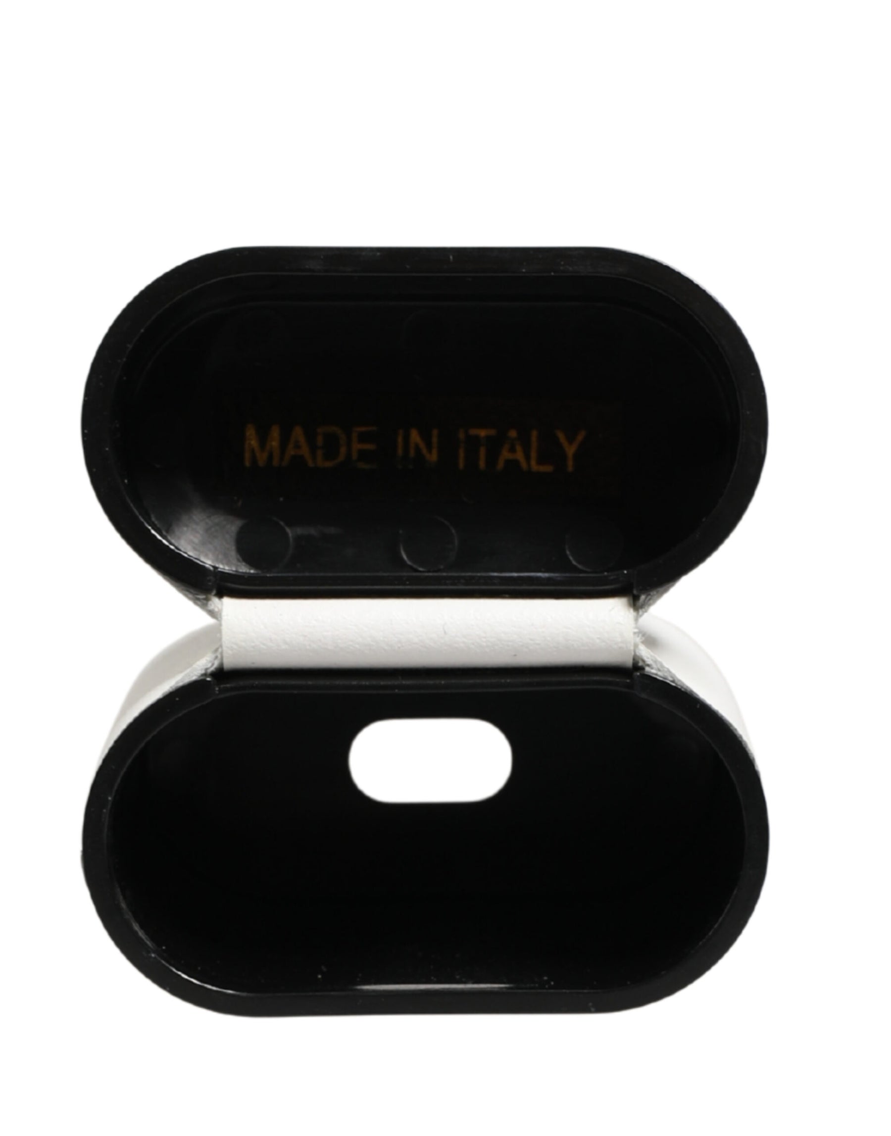 Dolce & Gabbana White Calf Leather Logo Print Flip Holder  Airpods Case | Regal Royce