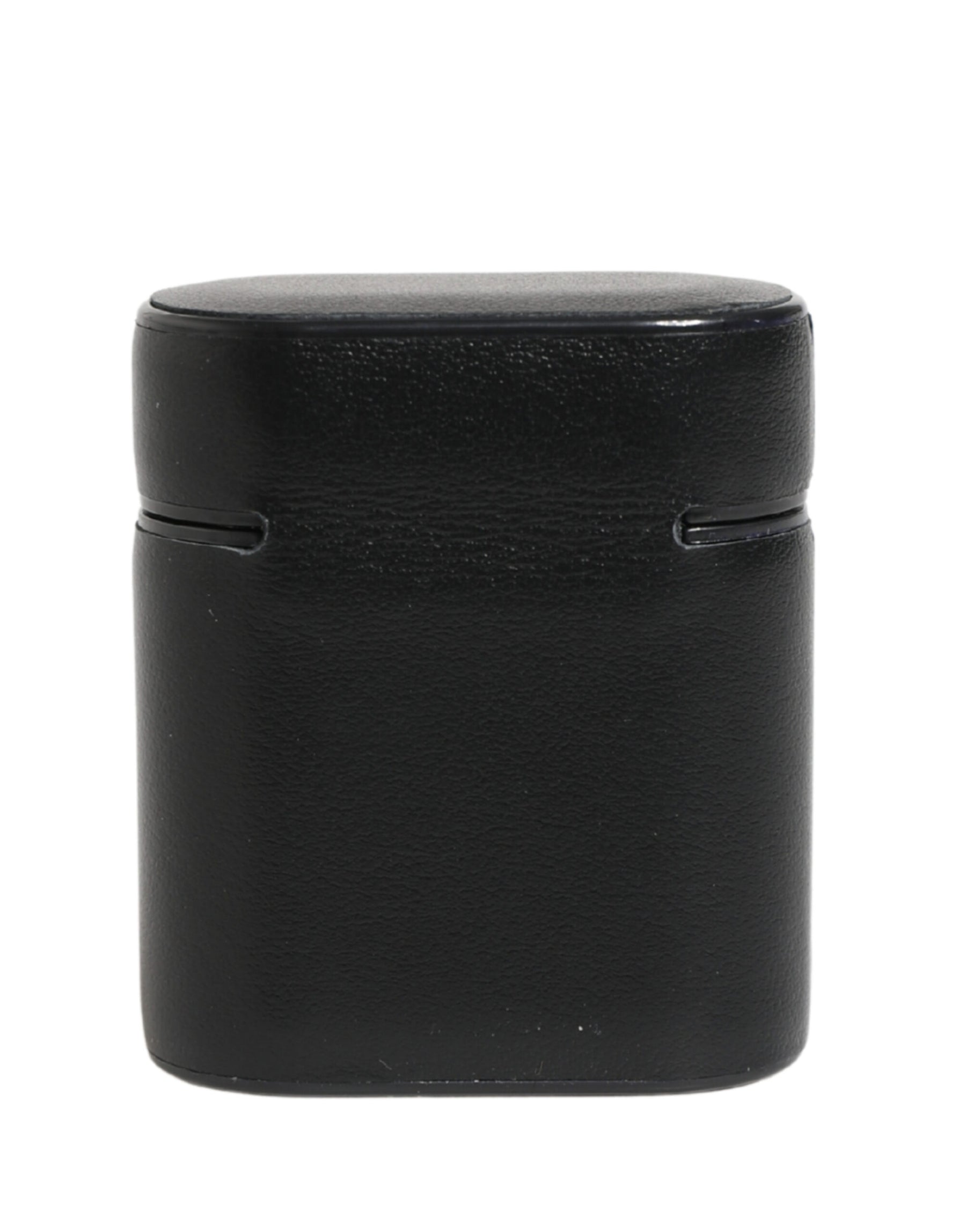 Dolce & Gabbana Black Calf Leather Logo Print Flip Holder Airpods Case | Regal Royce